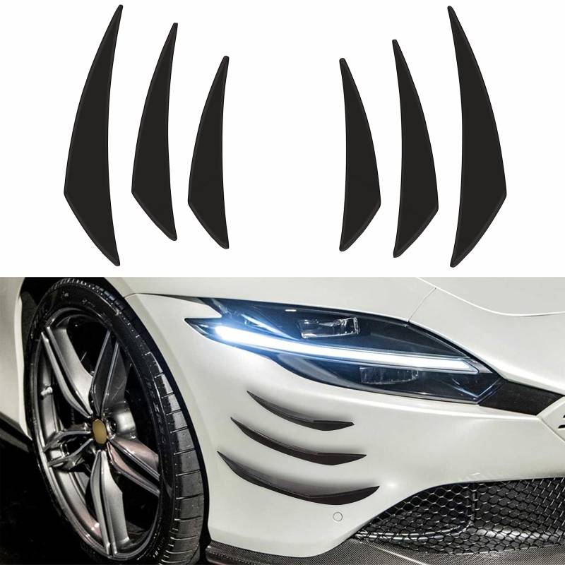 Yungeln 6 Stücke Universal Auto Frontspoiler Frontstoßstange Spoiler Kohlefaser Luftdurchfluss Luftzufuhr Spoilerlippe Frontstoßstange Verzierung - Lochlose Installation von Yungeln