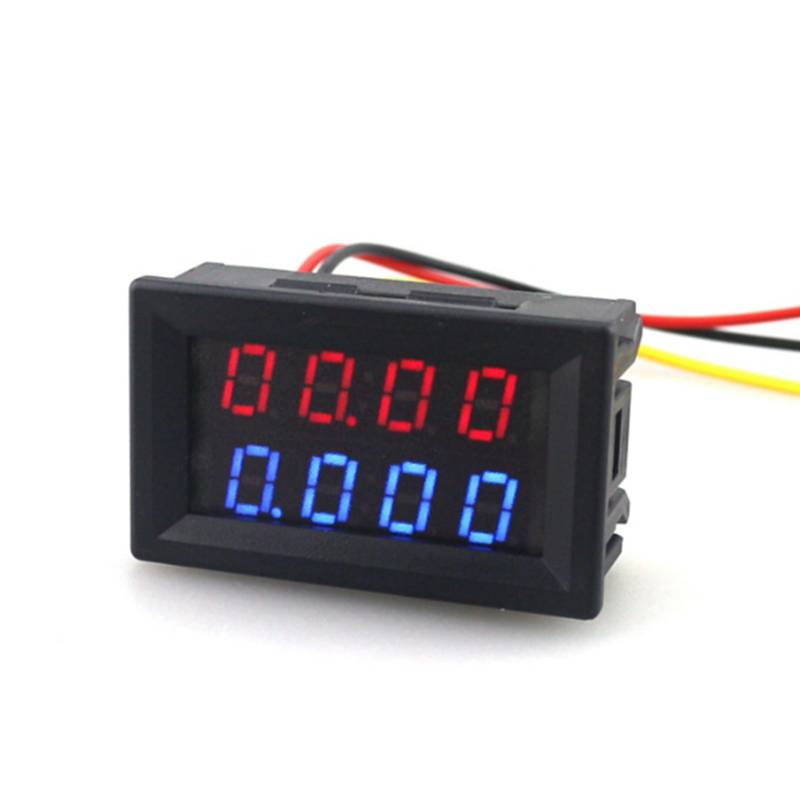 LED-Digital-Voltmeter-Amperemeter, DC 200 V, 10 A, Amperespannung, Strom, Voltmeter-Tester, mit Blau-roter 4-stelliger Anzeige, Ersatz-Amperemessgerät von Yunseity