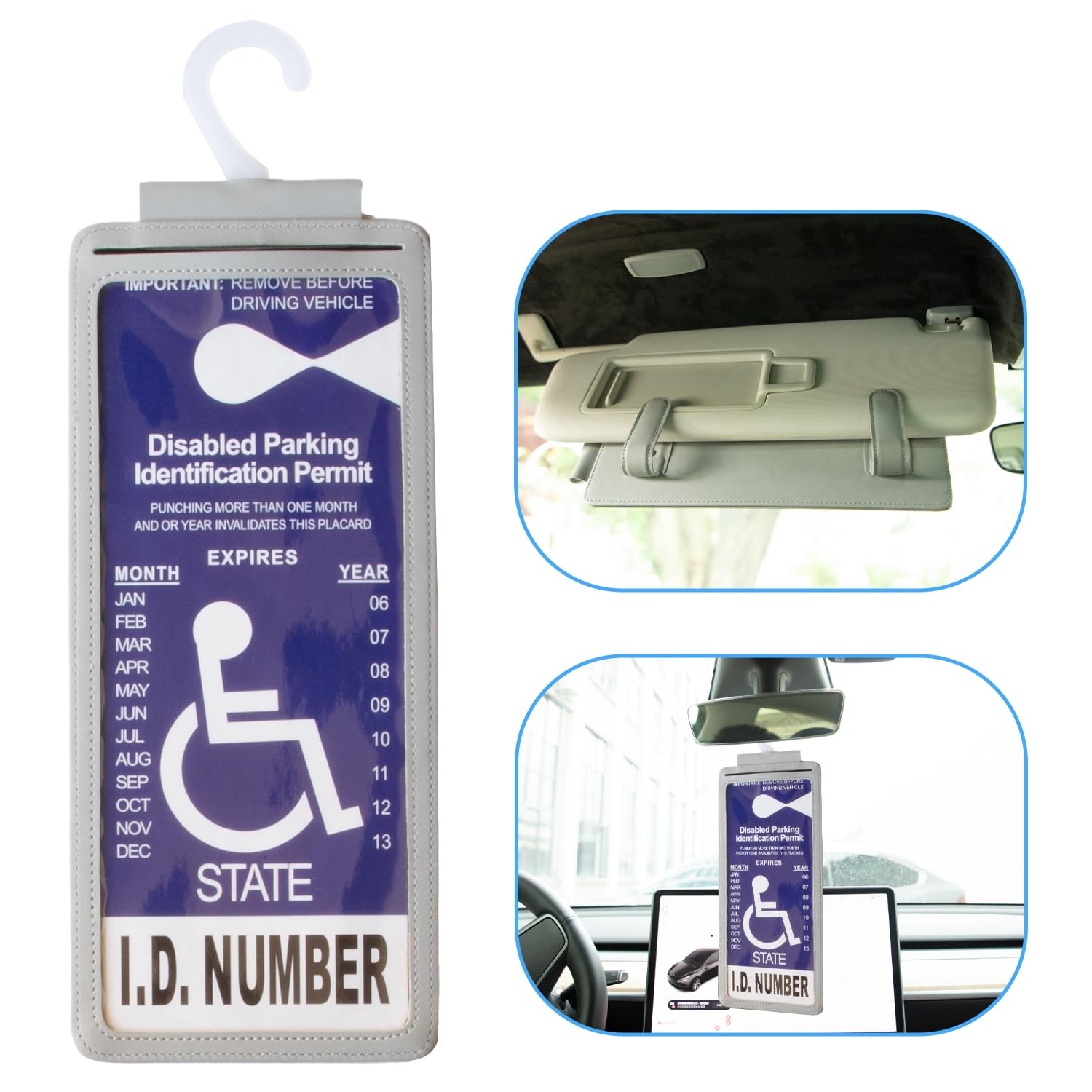 Yuoyar Tragbares Auto Nummernschildhalter - Ultra Transparent für Behinderte - Kennzeichenhalter für Behinderte Parkplatz (Grau) von Yuoyar