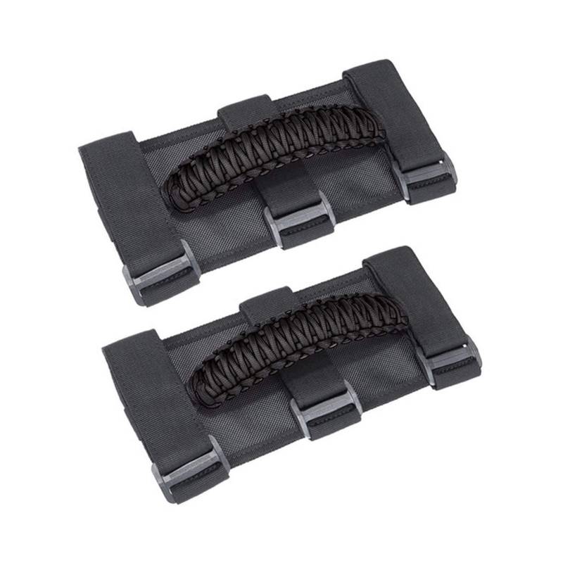 Yurefax 2-teiliger Türhaltegriff, for Jeep, for Wrangler JK JL YJ TJ 1987-2020 Überrollbügel-Handgriff Rutschfester gewebter Griff Innentürgriff(Black) von Yurefax
