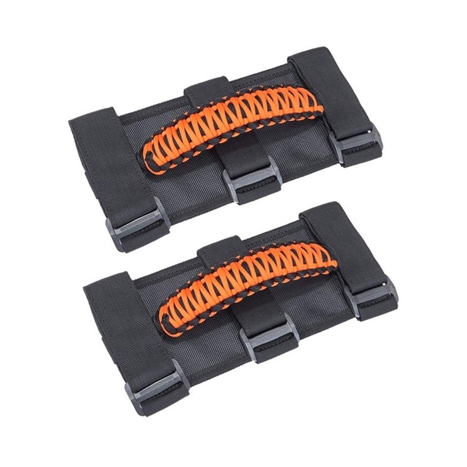 Yurefax 2-teiliger Türhaltegriff, for Jeep, for Wrangler JK JL YJ TJ 1987-2020 Überrollbügel-Handgriff Rutschfester gewebter Griff Innentürgriff(Orange) von Yurefax