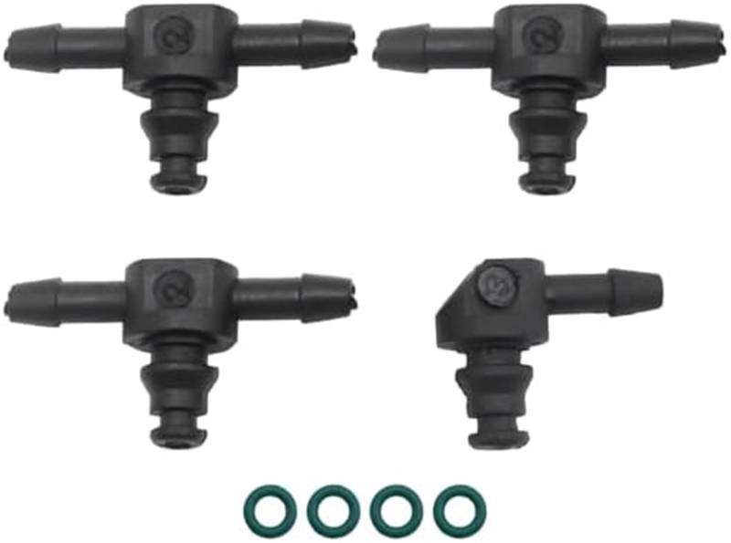 Yurefax 4-teilige Common-Rail-Ölinjektor-Leckrohr-Rücklaufverbinder, 3-teilige T-Stück-Verbinder, 1-teilige L-Verbinder, Kraftstoffsystemanschlüsse Kraftstoffrücklaufschlauch von Yurefax