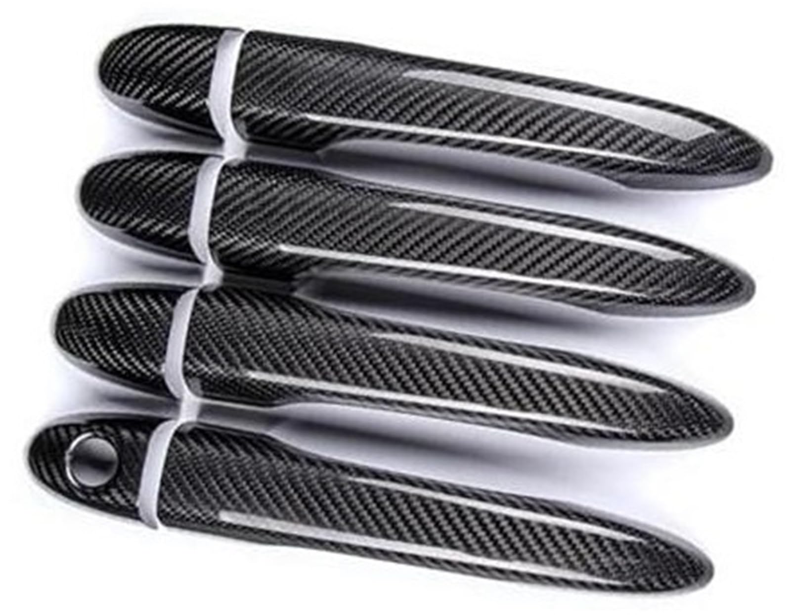 Yurefax Auto-Außentürgriff, for Maserati, for Ghibli, for Quattroporte, for Levante LHD Car Styling 8-teilige Carbonfaser-Autoabdeckung Autotürgriffabdeckung(Black 4 dr Without Sensor) von Yurefax