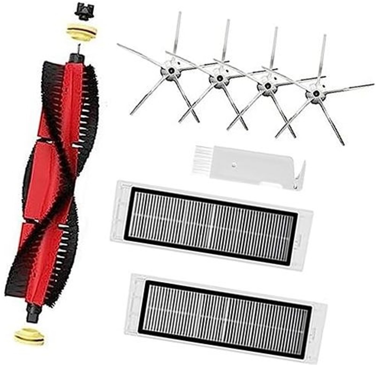 Yurefax Ersatzteile, for Xiaomi, for Roborock, Staubsauger S5 Max S6 MaxV S6 Pure S50, Zubehörset 1 Hauptbürste 4 Seitenbürste 2 HEPA-Filter 1 Reinigungswerkzeug (Weiß) Roboterstaubsauger-Ersatzkit(Wh von Yurefax