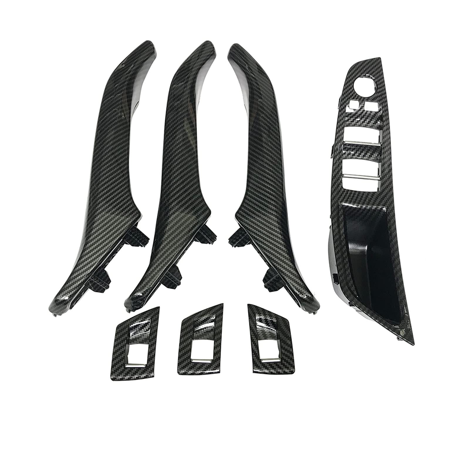 Yurefax LHD RHD Innentürgriff aus Kohlefaser, 7-teiliges Set, for, for 5er F10 F11 F18 520i 523i 525i 528i 535i Innentürgriff(RHD Assembly Set) von Yurefax