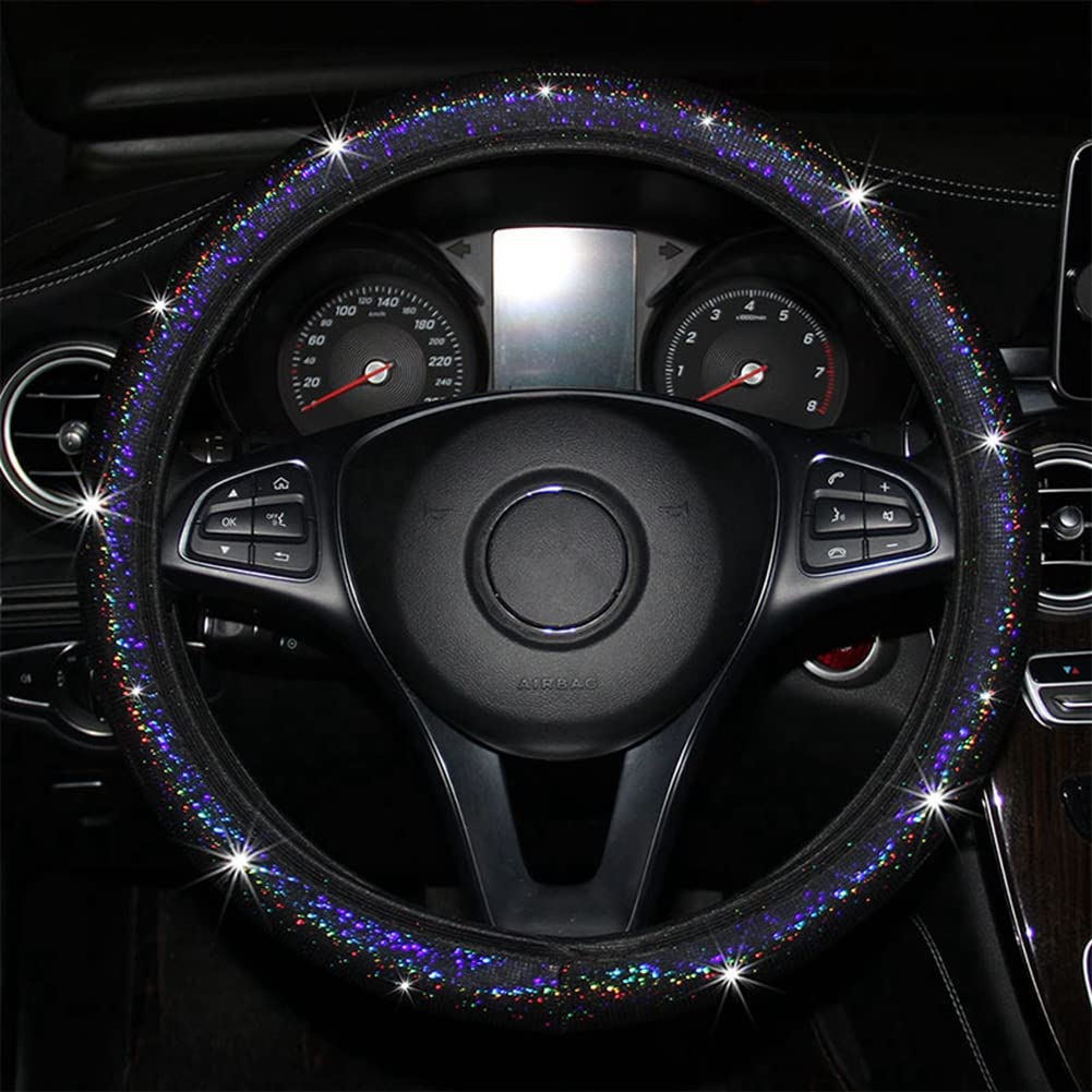 Yurosiay Glitzer Lenkradbezug Universal 38cm Auto Lenkradhülle Bunt Glänzende Lenkrad Abdeckung Elastisch Kunstleder Lenkradschoner Lenkradschutz Glitzer Auto Lenkrad Deko für Damen Schwarz Yurosiay Glitzer Lenkradbezug Universal 38cm Auto Lenkradhülle Bunt Glänzende Lenkrad Abdeckung Elastisch Kunstleder Lenkradschoner Lenkradschutz Glitzer Auto Lenkrad Deko für Damen Schwarz von Yurosiay