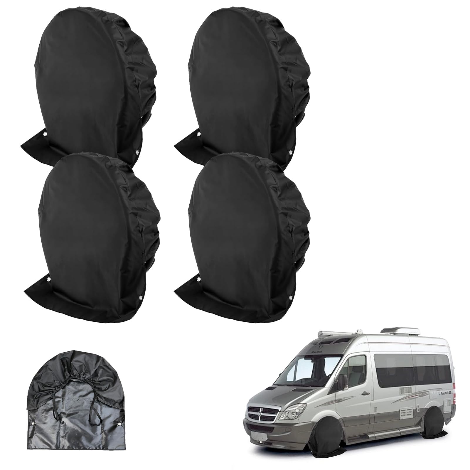 4 Stück Radabdeckung aus Polyestergewebe, Wohnwagen Radschutzhülle mit 2 Ösen und Ring, 72.5 x 72.5cm Wasserdicht Reifenabdeckung, Reifentasche, Schutzbezug für Anhänger, Caravan, Wohnmobil 4 Stück Radabdeckung aus Polyestergewebe, Wohnwagen Radschutzhülle mit 2 Ösen und Ring, 72.5 x 72.5cm Wasserdicht Reifenabdeckung, Reifentasche, Schutzbezug für Anhänger, Caravan, Wohnmobil von YushengTai