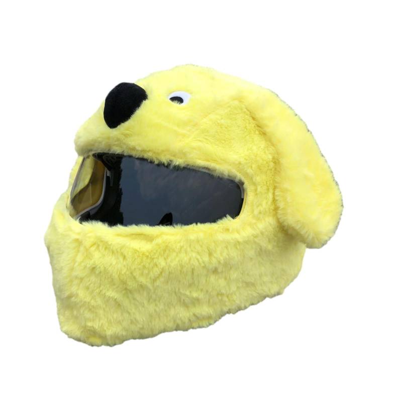 Motorradhelm Cover,Motorradhelm Abdeckung Plüsch,Cartoon Plush Motorcycle Helmet Cover,Motorradhelm Überzug Lustigmotorradhelm Überzug Plüsch,Für Männer, Frauen(Ohne Helm) (Hellgelb) von YuuFcy