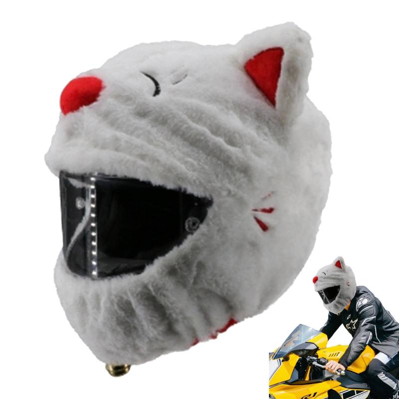 Motorradhelm Cover,Motorradhelm Abdeckung Plüsch,Cartoon Plush Motorcycle Helmet Cover,Motorradhelm Überzug Lustigmotorradhelm Überzug Plüsch,Für Männer, Frauen(Ohne Helm) (Lucky Cat) von YuuFcy