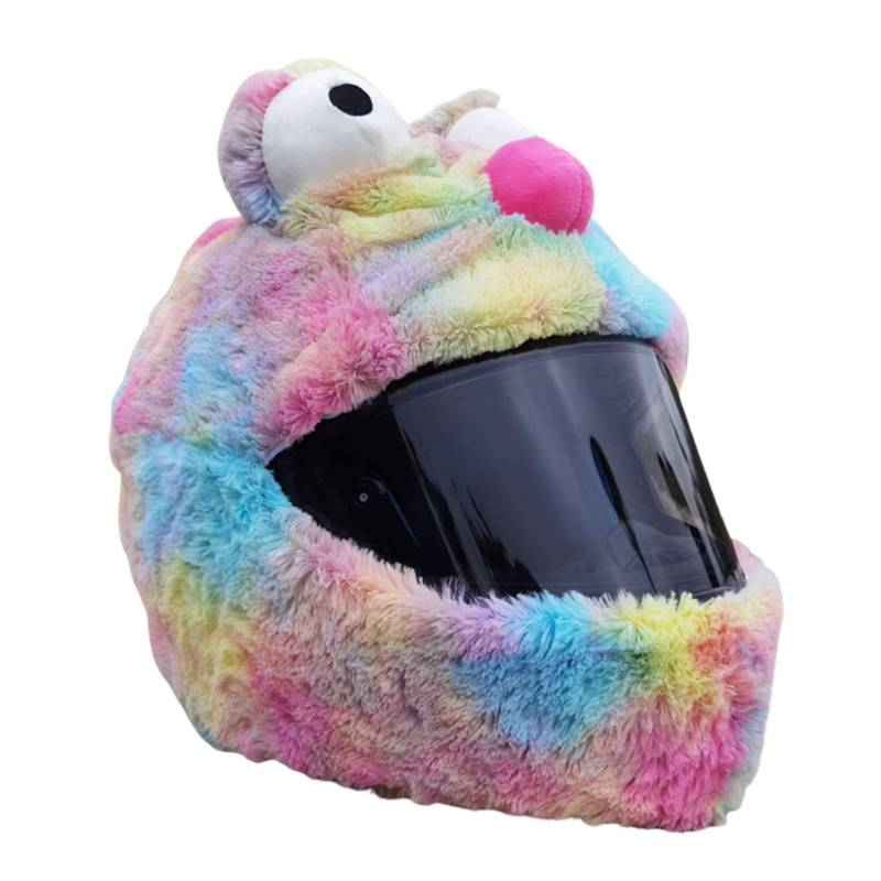 Motorradhelm Cover,Motorradhelm Abdeckung Plüsch,Cartoon Plush Motorcycle Helmet Cover,Motorradhelm Überzug Lustigmotorradhelm Überzug Plüsch,Für Männer, Frauen(Ohne Helm) (bunter Frosch) von YuuFcy