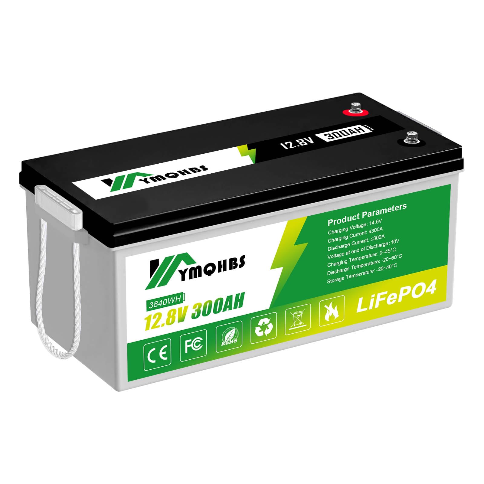 8-300Ah LiFePO4 Solar Edition Batterie 12,8V Deep Cycle Batterien für Solaranlagen, Wohnmobile, Boote, Häuser (12.8V-300AH) von YvmoOEC