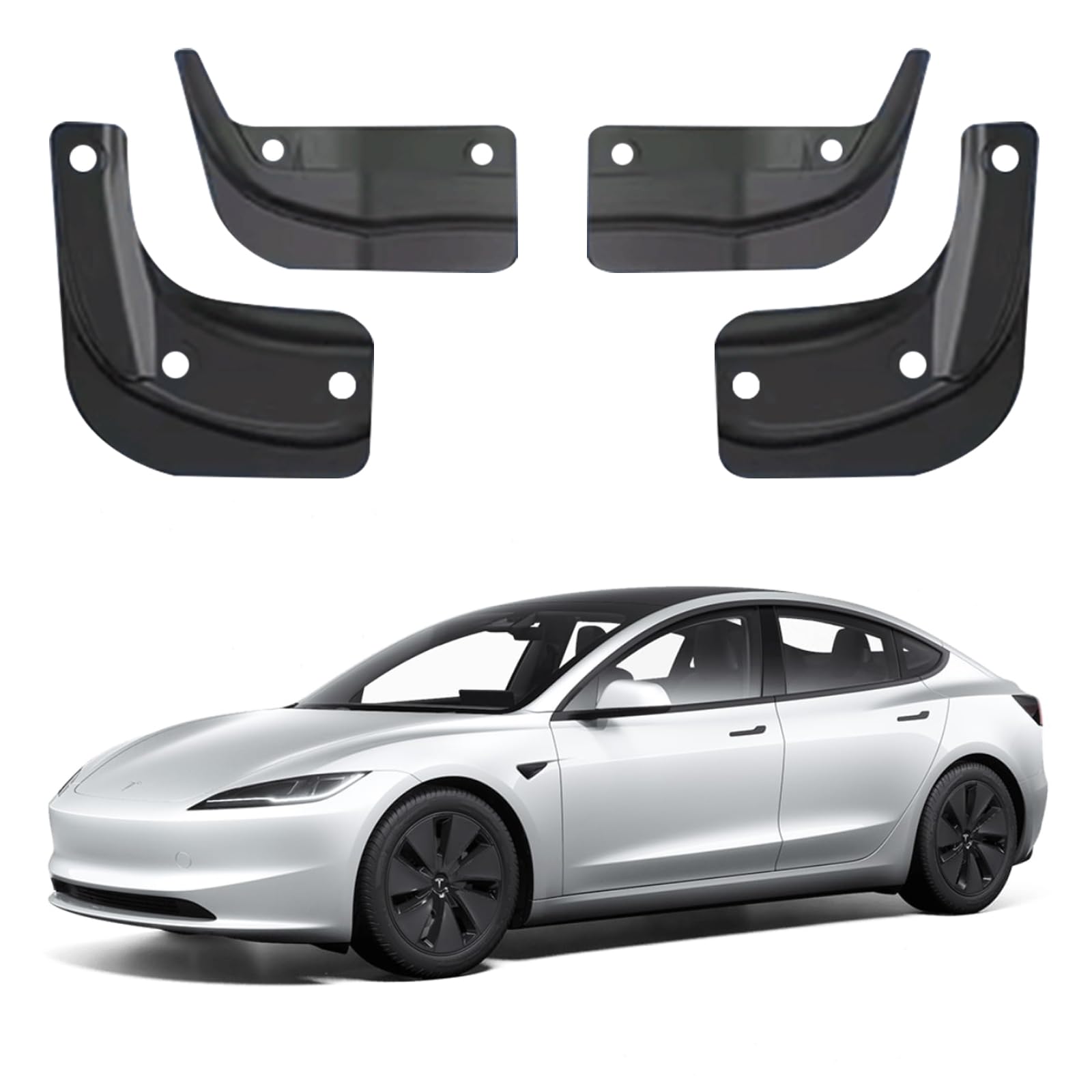 Ywooon Schmutzfänger für Tesla Model 3 Highland 2024 2025 Spritzschutz Kotflügel Auto Kotflügel Keine Notwendigkeit Bohren Löcher Spritzschutz Vorderrad Hinterrad Highland Zubehör (4 Stück) von Ywooon