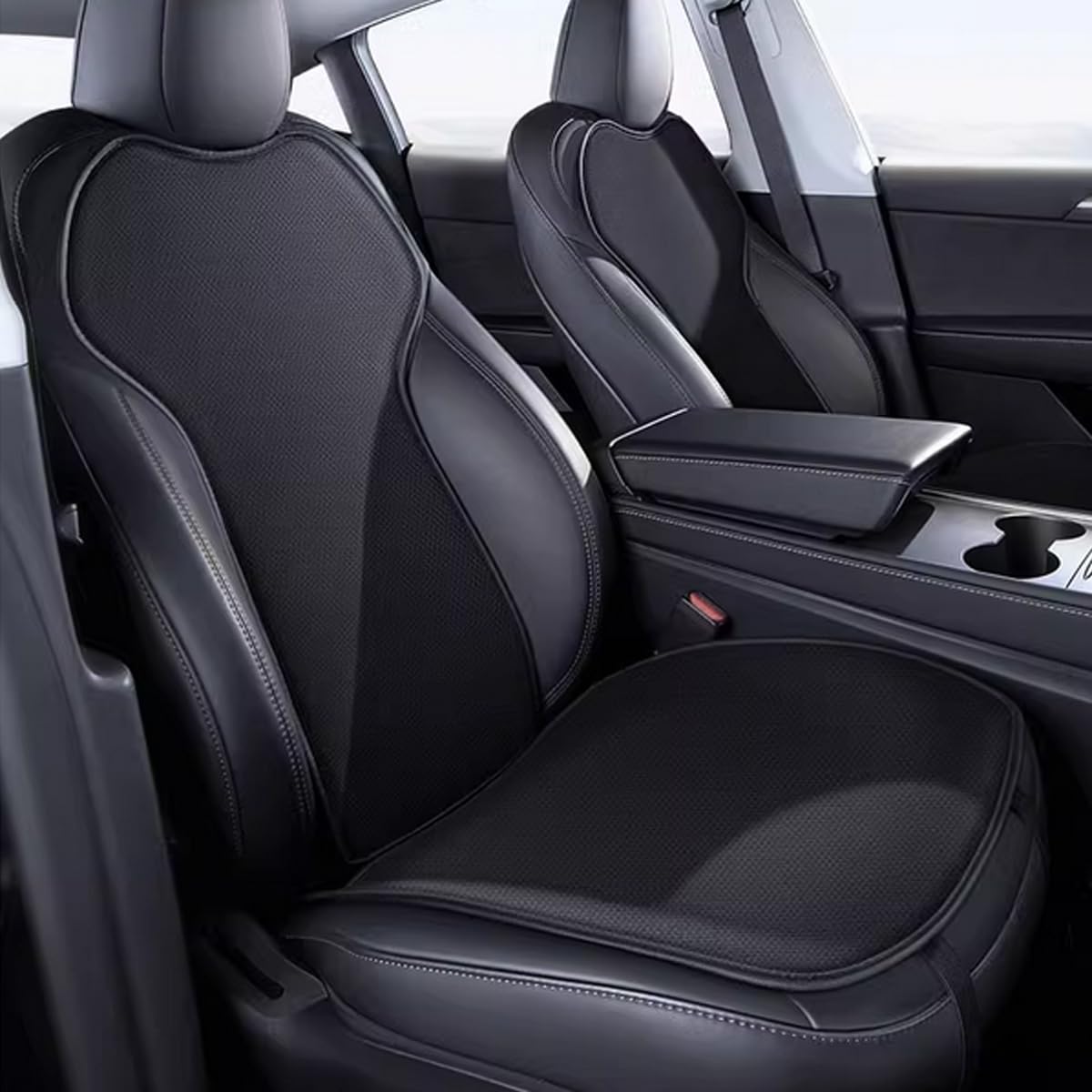Ywooon Auto-Vordersitzbezüge für Tesla Model 3/Y/S 2017-2024 2025 Atmungsaktiv Weich und rutschfest - Komfort-Sitzkissen zum Fahren Innenausstattung BlackIce, 4 STK Ywooon Auto-Vordersitzbezüge für Tesla Model 3/Y/S 2017-2024 2025 Atmungsaktiv Weich und rutschfest - Komfort-Sitzkissen zum Fahren Innenausstattung BlackIce, 4 STK von Ywooon
