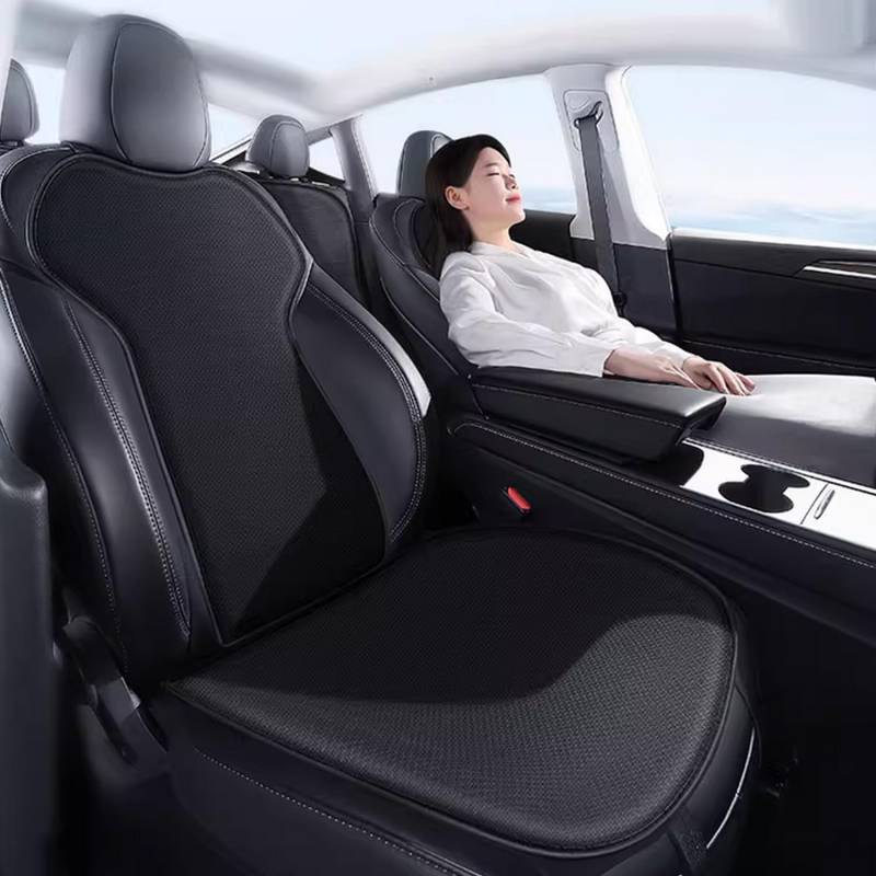Ywooon Autositzbezug Komplettset für Tesla Model Y 2020-2024 2025 Atmungsaktiv Weich und rutschfest - Komfort-Sitzkissen zum Fahren Innenausstattung BlackIce, 7 STK von Ywooon