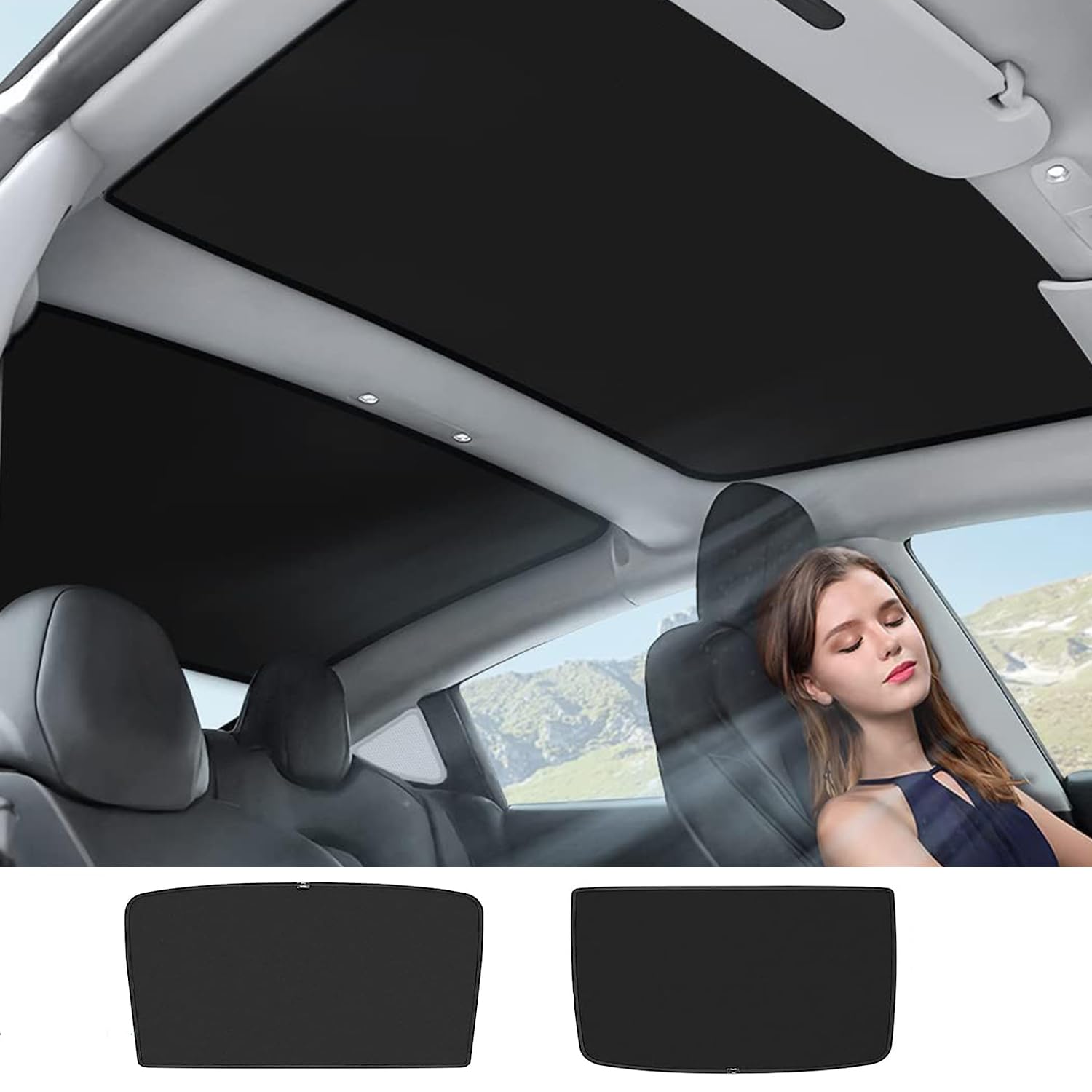 Ywooon Schiebedach Sonnenschirme für Tesla Model 3 2018-2024 2025 Highland Schiebedach Sonnenschild UV Strahlen Schutzdach Sonnenschutz, Schwarz (aus China hergestellt) von Ywooon