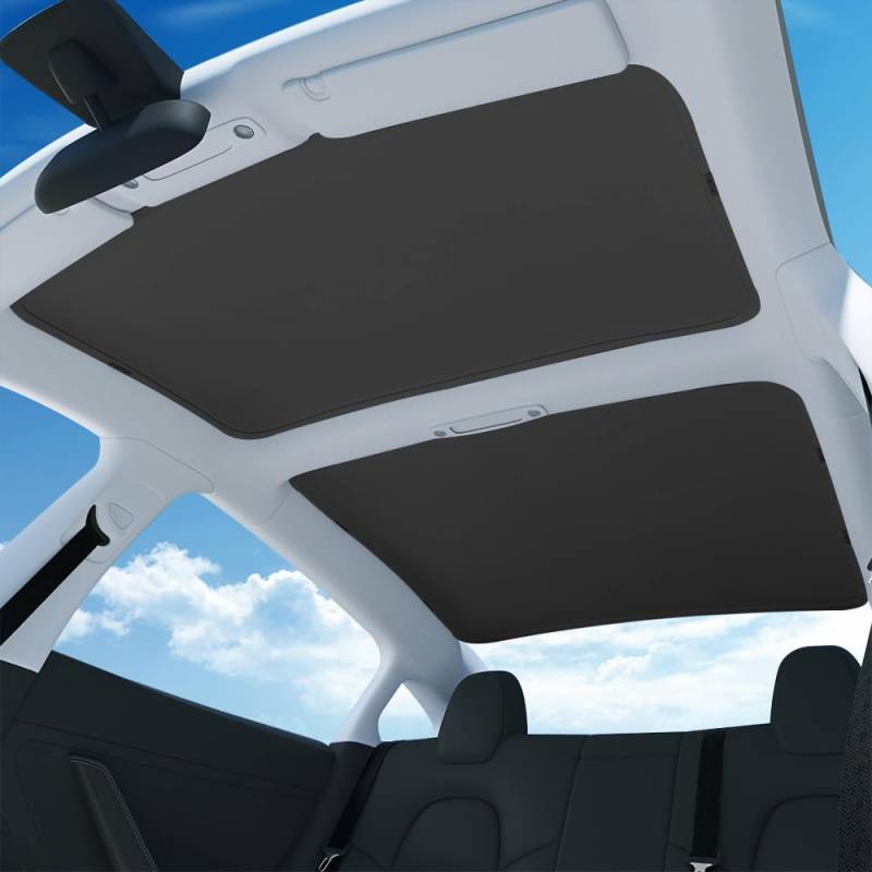 Ywooon Schiebedach Sonnenschutz für Tesla Model 3 2018-2024 2025 Highland, Glasdach Sonnenschutz UV Strahlenschutz Faltbares Schiebedach Sonnenschutz für Tesla Model 3, Schwarz (Produziert aus China) von Ywooon