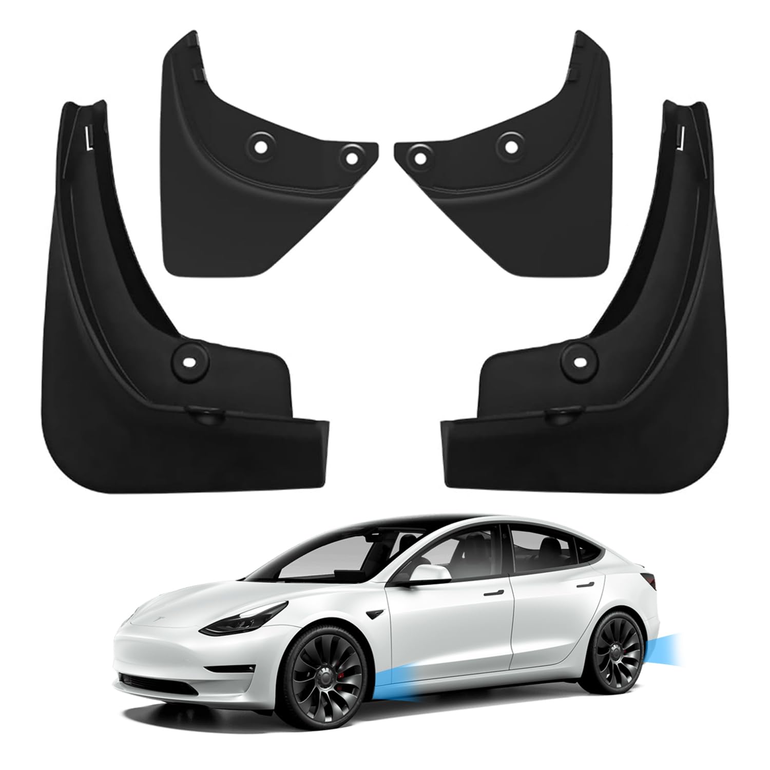 Ywooon Schmutzfänger für Tesla Model 3 2017-2023 Spritzschutz Kotflügel Auto Kotflügel Kein Bohren Löcher Spritzschutz Vorne Hinten Zubehör (4 Stück) von Ywooon