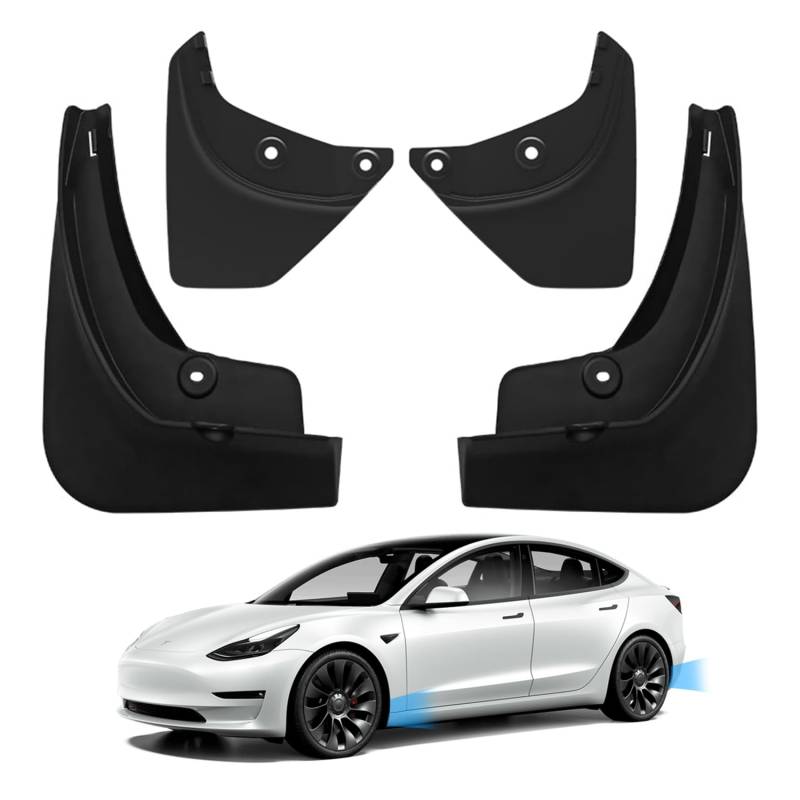 Ywooon Schmutzfänger für Tesla Model 3 2017-2023 Spritzschutz Kotflügel Auto Kotflügel Kein Bohren Löcher Spritzschutz Vorne Hinten Zubehör (4 Stück) von Ywooon