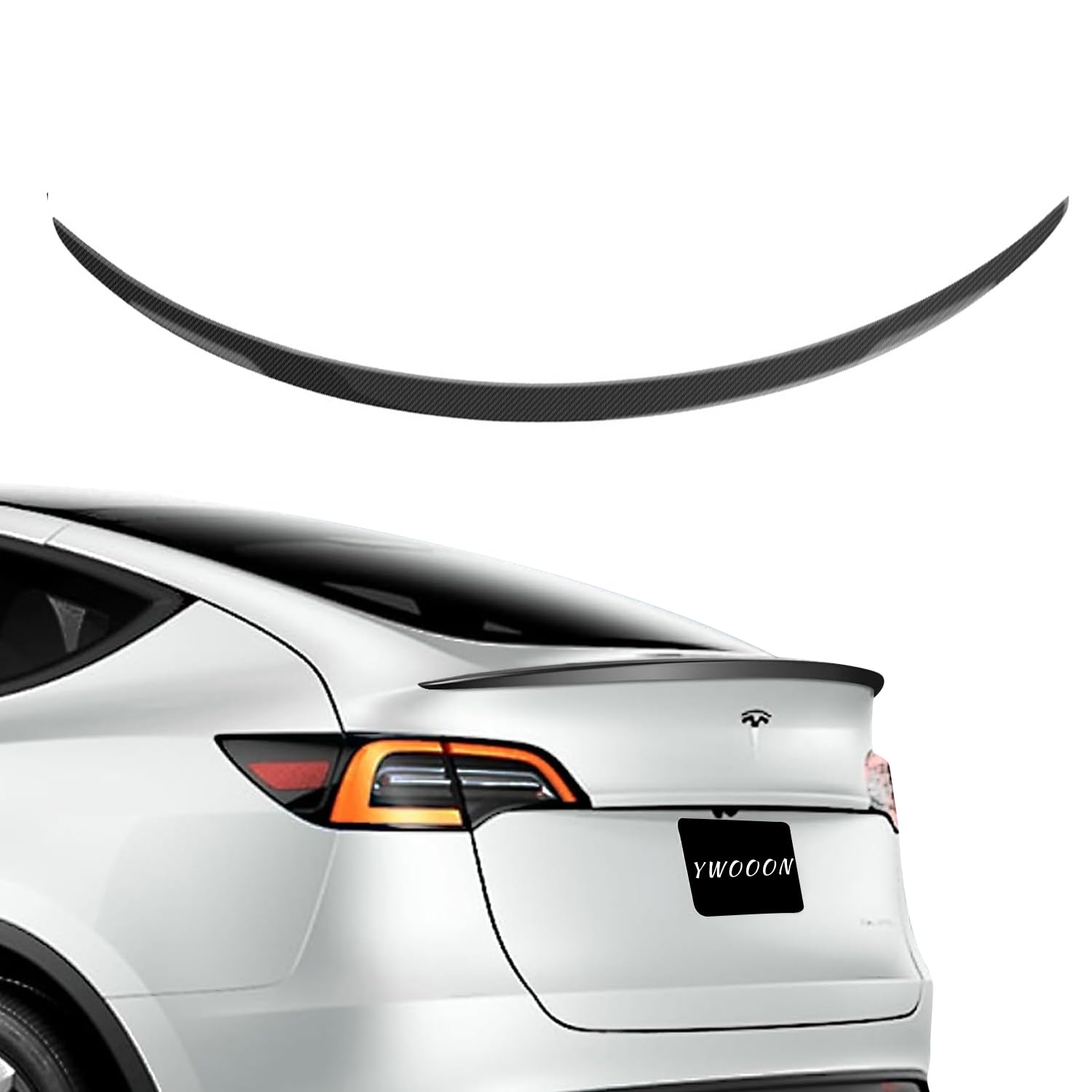 Ywooon Tesla Model Y Spoiler Original Heckspoiler Flügel Lippe für 2020-2024 Tesla Model Y Zubehör ABS (Glänzende Kohlefaser) von Ywooon