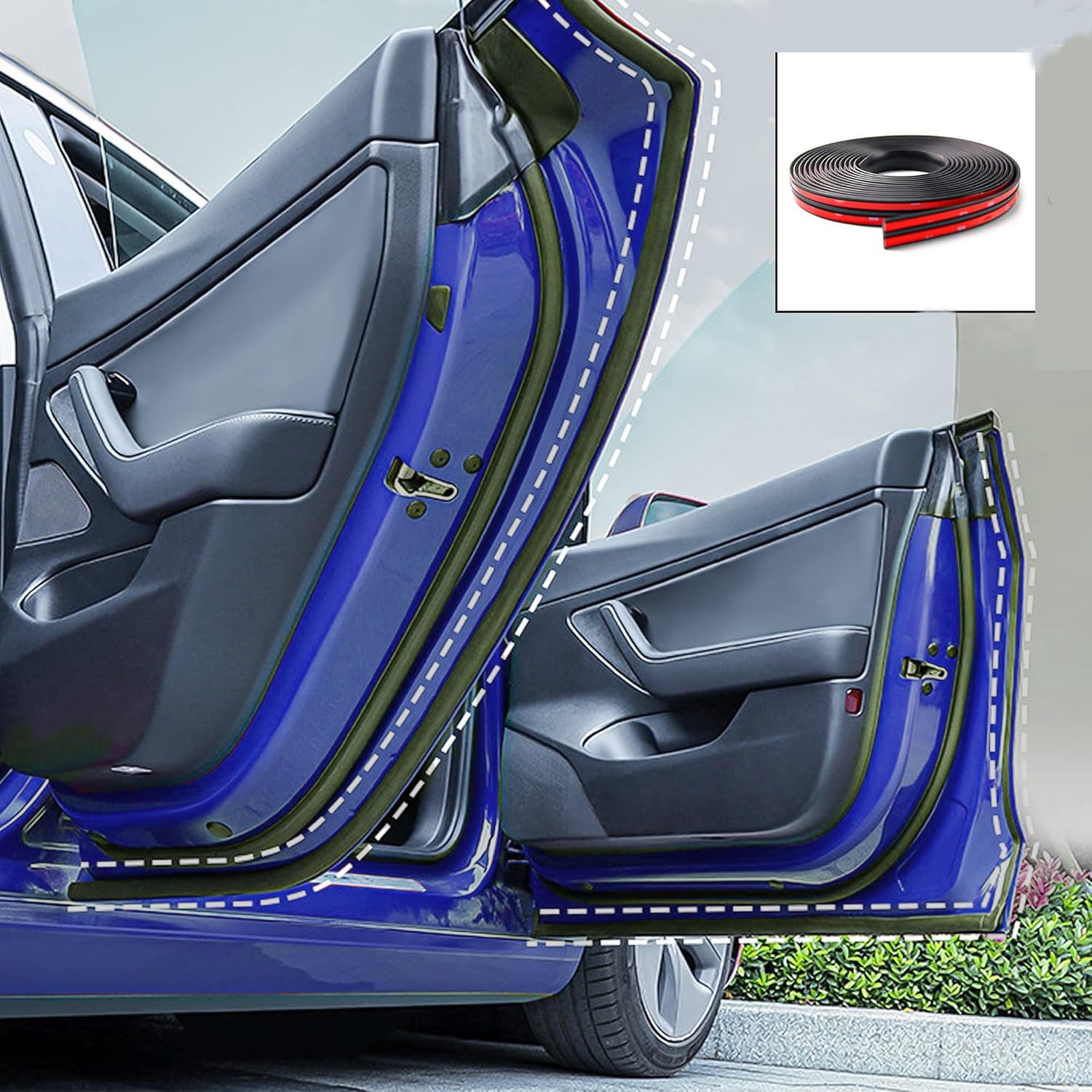 Ywooon Türdichtungssatz für Tesla Model Y, Schalldichte Schalldämmung für Autotürfenster, Auto-Dichtungsstreifen aus Gummi für Wetterkabel für Tesla Model Y Ywooon Türdichtungssatz für Tesla Model Y, Schalldichte Schalldämmung für Autotürfenster, Auto-Dichtungsstreifen aus Gummi für Wetterkabel für Tesla Model Y von Ywooon
