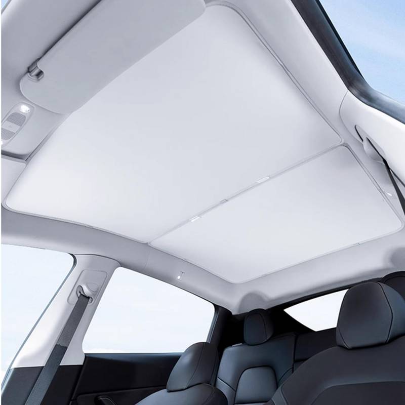 Ywooon Upgrade Sonnenschutz Dach für Tesla Model Y 2020-2024, Sonnenschutz UV-Reflektor Reflektierende Abdeckungen blockieren schädliche UV-Strahlen, Beige von Ywooon