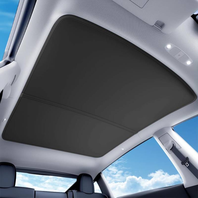 Ywooon Upgrade Sonnenschutz Dach für Tesla Model Y 2025 Juniper, Sonnenblende Glasdach Zubehör Dach hinten Sonnenblende, Schwarz von Ywooon