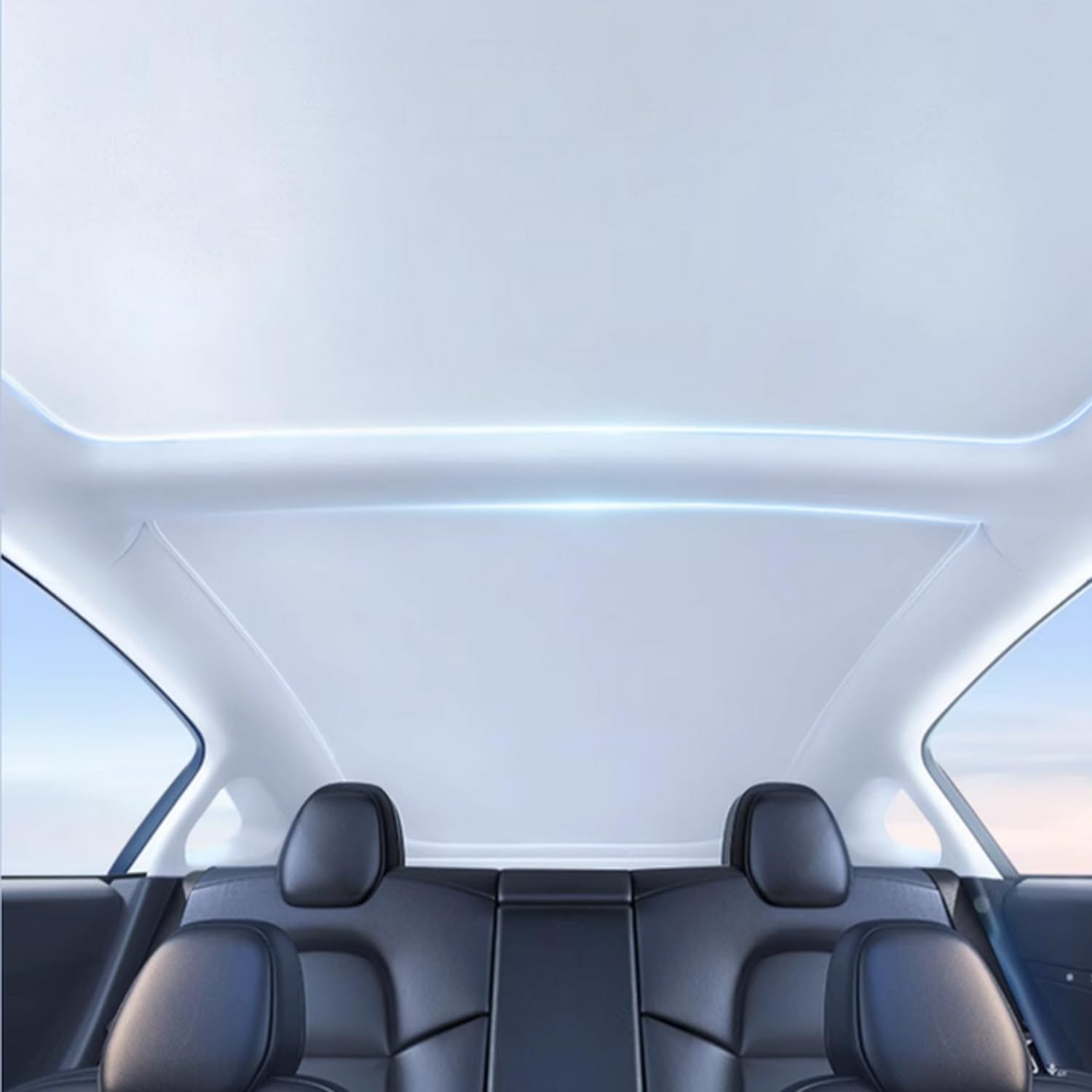 Ywooon Upgraded Sunshade Dach für Tesla Model 3 2018-2025 Highland Ice Crystal Style Top Fenster Dach Schatten Wärmeisolierung faltbar Glasdach Sonnenschirm, Beige (Produziert aus China) von Ywooon