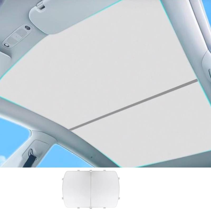 Ywooon für Tesla Model Y Sonnenschutzdach Dach Schatten Schatten Upgrade [Superior Anti-UV & SAG-frei] Eiskristall-Wärme-Isolationsdach Sonnenschutz für Tesla Y 2020-2024 2025 Accessoires, Beige von Ywooon