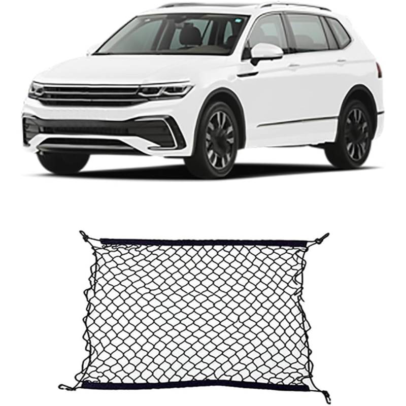 Auto Boot Trunk Net Fracht Organizer Für VW Tiguan L AD BW R-Line 2017~2023,Kofferraum Mesh Net Cargo Trunk Organizer Auto eingebautes Zubehör von Yyyyy6A