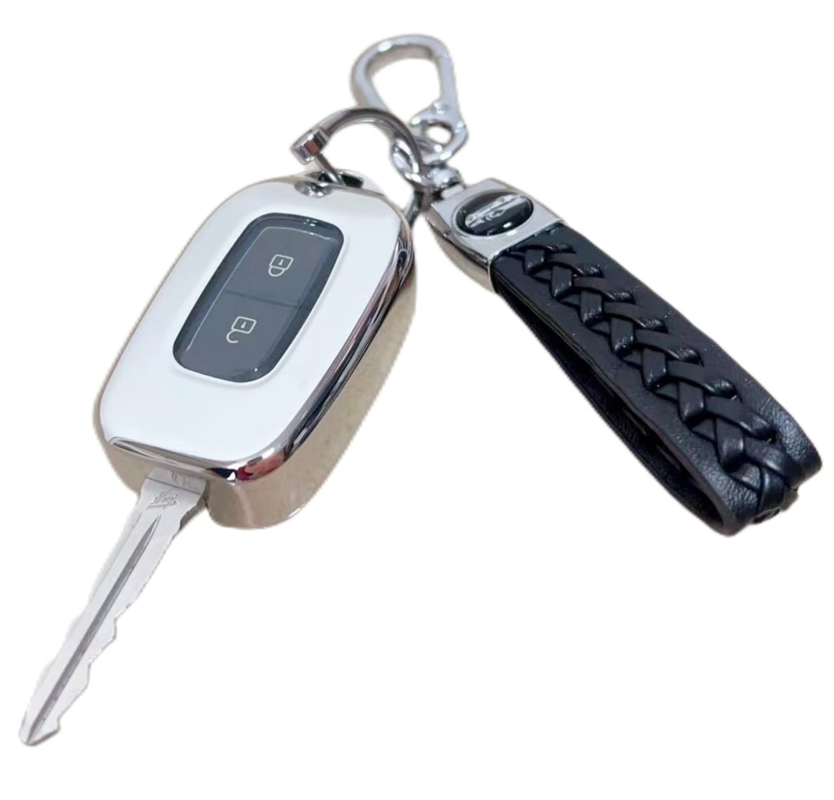【4 Farben】 Z.MYUKI Sandero Stepway 3 Schlüsselhülle mit Schlüsselanhänger für Dacia Sandero III 2020-2023 2024 Zubehör Key Cover (Stil 2, Silver) von Z.MYUKI