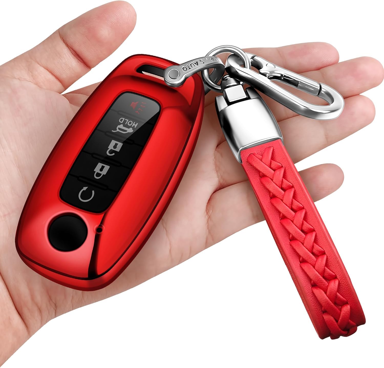 【5 Farben】 Z.MYUKI Ariya Schlüsselhülle mit Schlüsselanhänger für Nissan Ariya 2022-2025 Zubehör Key Cover (Rot) von Z.MYUKI