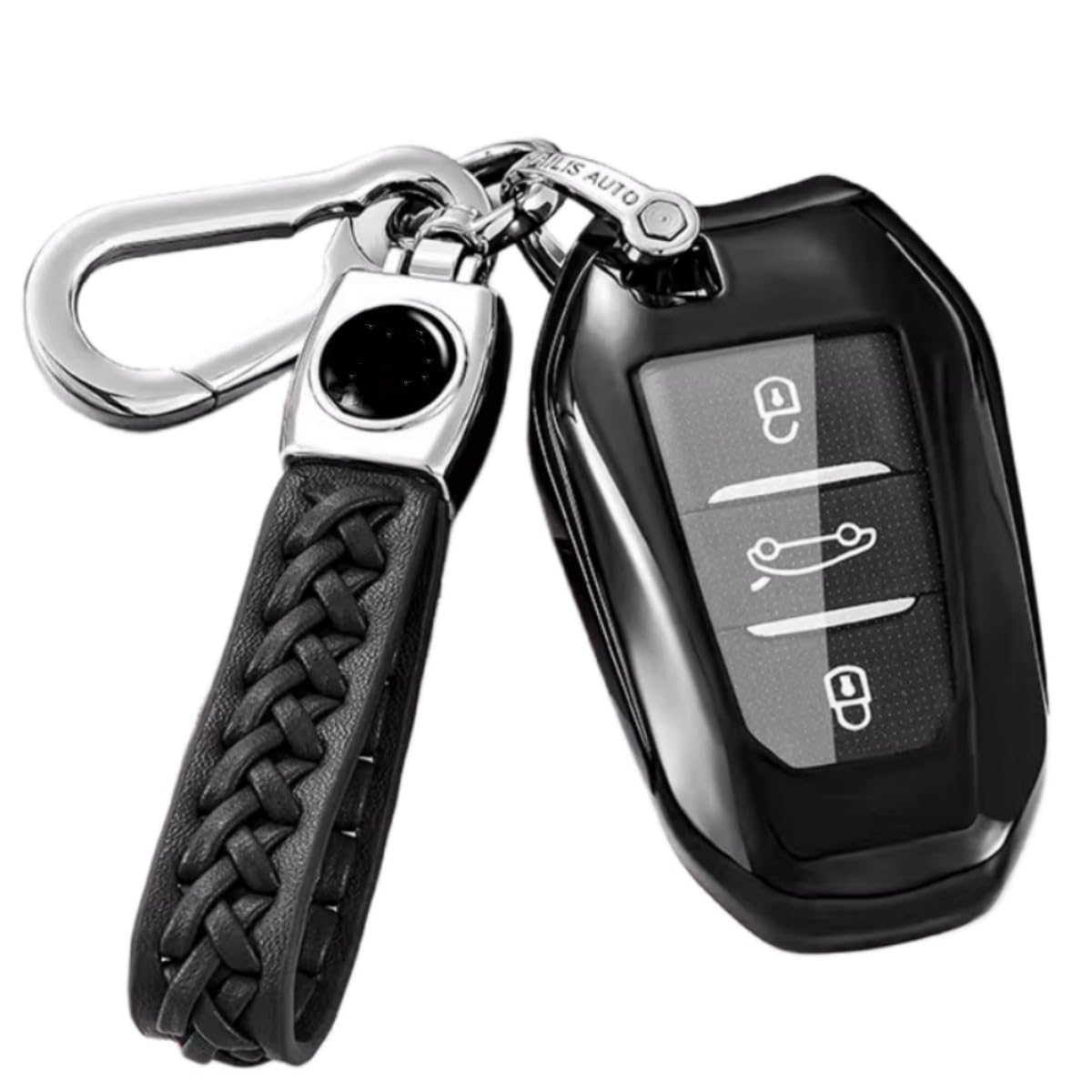 【5 Farben】 Z.MYUKI C5 Aircross Schlüsselhülle mit Schlüsselanhänger für Citroen C5 Aircross 2018-2025 2026 Zubehör Key Cover (Schwarz) von Z.MYUKI