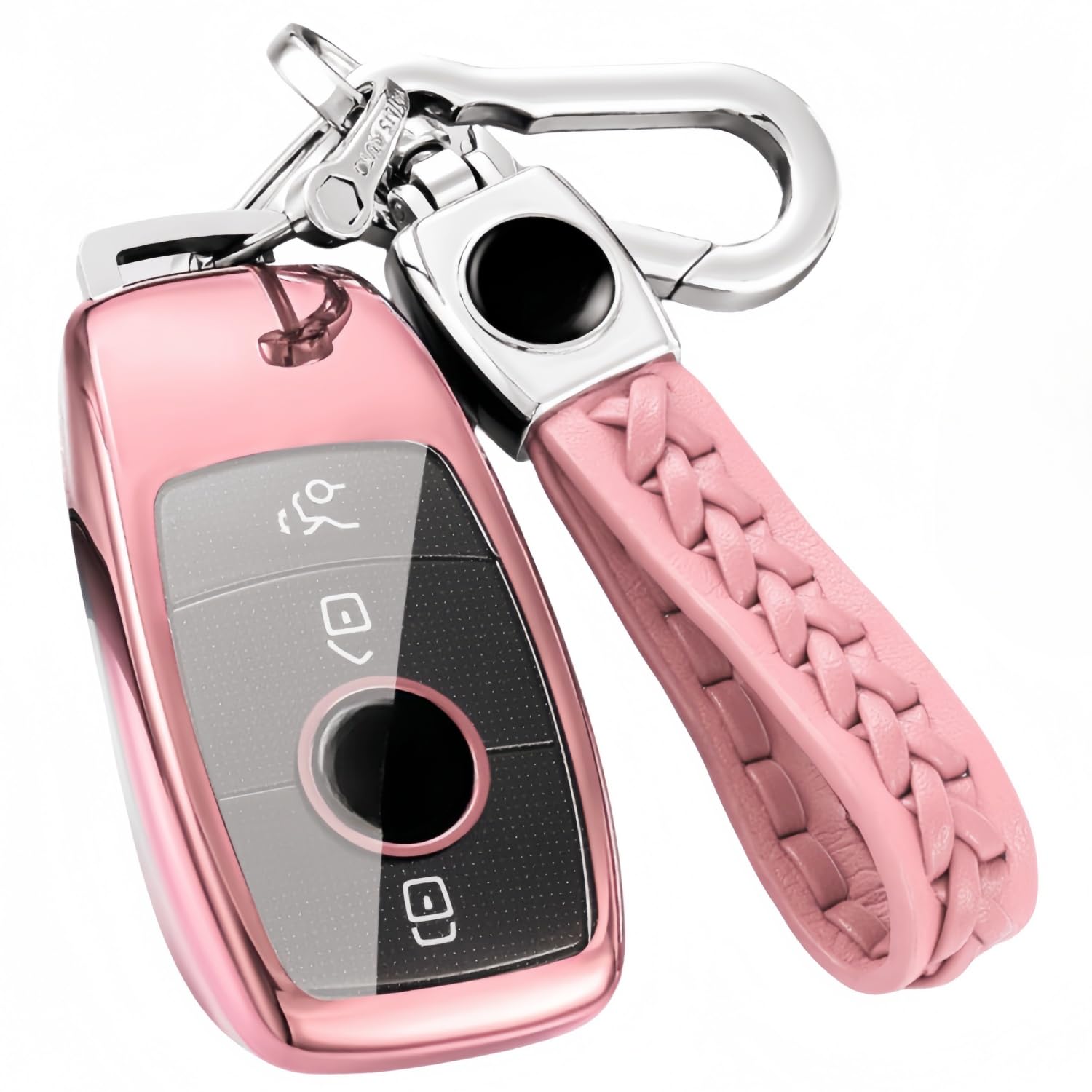 【5 Farben】 Z.MYUKI GLB Schlüsselhülle mit Schlüsselanhänger für Mercedes GLB X247 2019-2024 2025 Zubehör Key Cover (Pink) von Z.MYUKI