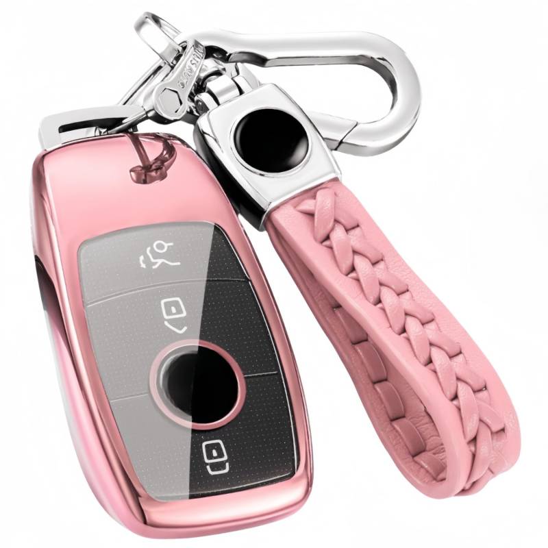 【5 Farben】 Z.MYUKI GLB Schlüsselhülle mit Schlüsselanhänger für Mercedes GLB X247 2019-2024 2025 Zubehör Key Cover (Pink) von Z.MYUKI