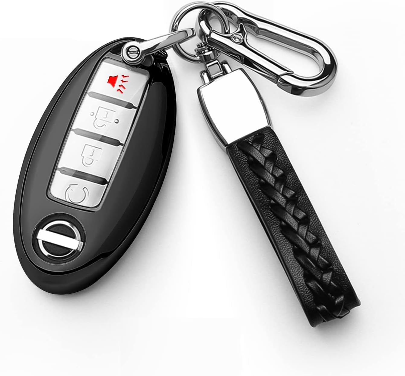 【5 Farben】 Z.MYUKI Leaf Schlüsselhülle mit Schlüsselanhänger für Nissan Leaf ZE1 2018-2025 Zubehör Key Cover (Schwarz) von Z.MYUKI