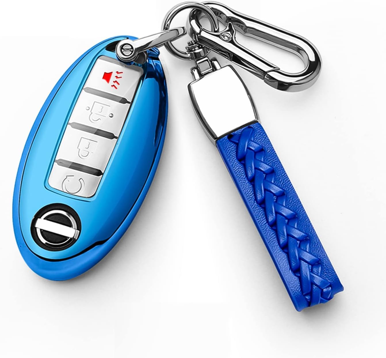 【5 Farben】 Z.MYUKI Navara NP300 Schlüsselhülle mit Schlüsselanhänger für Nissan Navara D23 2014-2025 Zubehör Key Cover (Blau) von Z.MYUKI