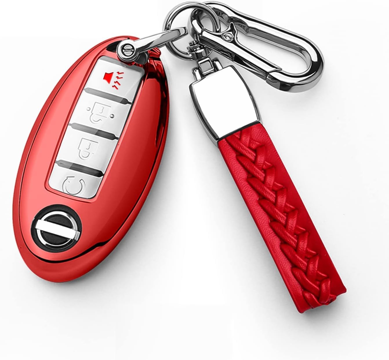 【5 Farben】 Z.MYUKI Navara NP300 Schlüsselhülle mit Schlüsselanhänger für Nissan Navara D23 2014-2025 Zubehör Key Cover (Rot) von Z.MYUKI