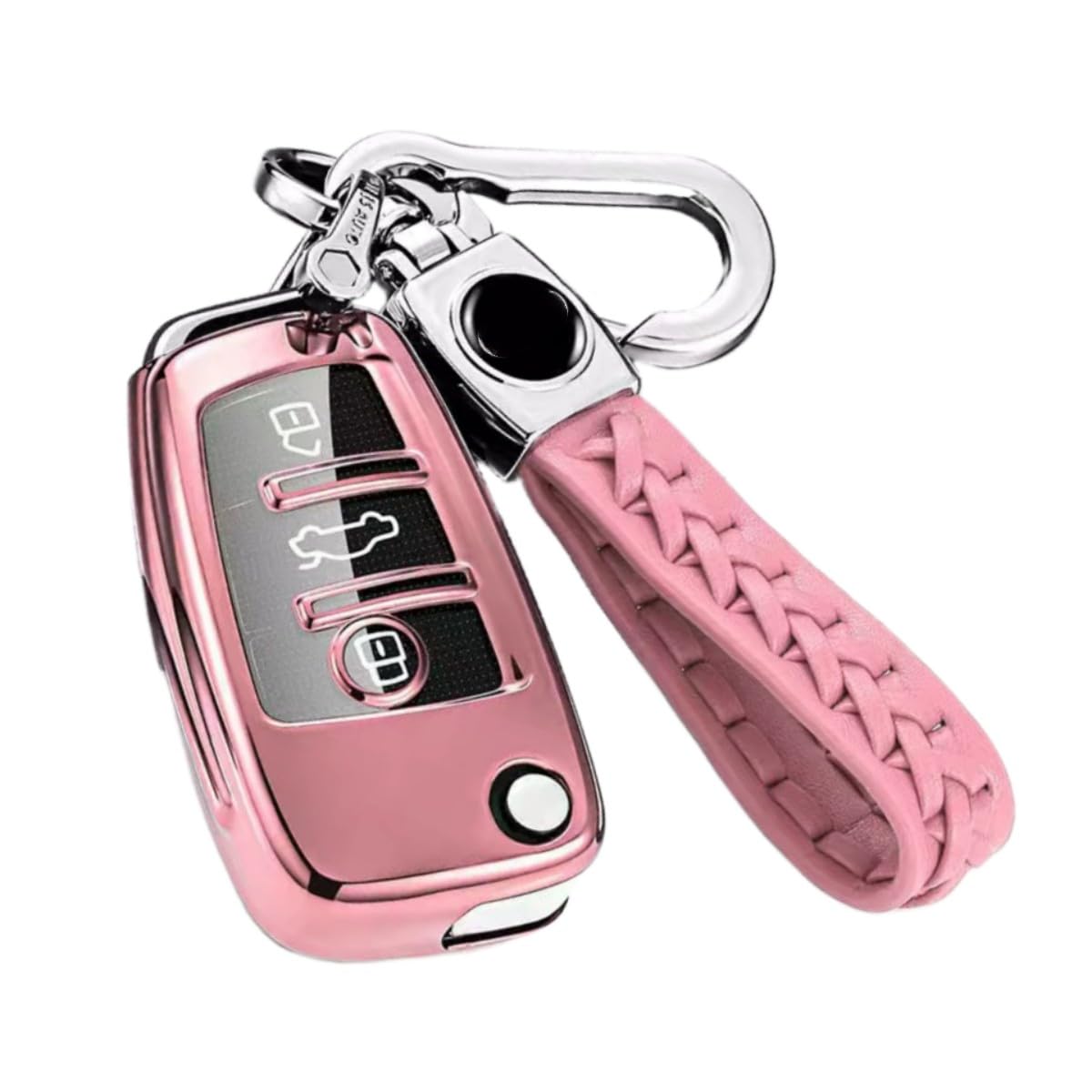 Z.MYUKI 【5 Farben】 Q2 S line Sport Schlüsselhülle mit Schlüsselanhänger für Audi Q2 2017-2022 2023 Zubehör Original (Rosa) von Z.MYUKI