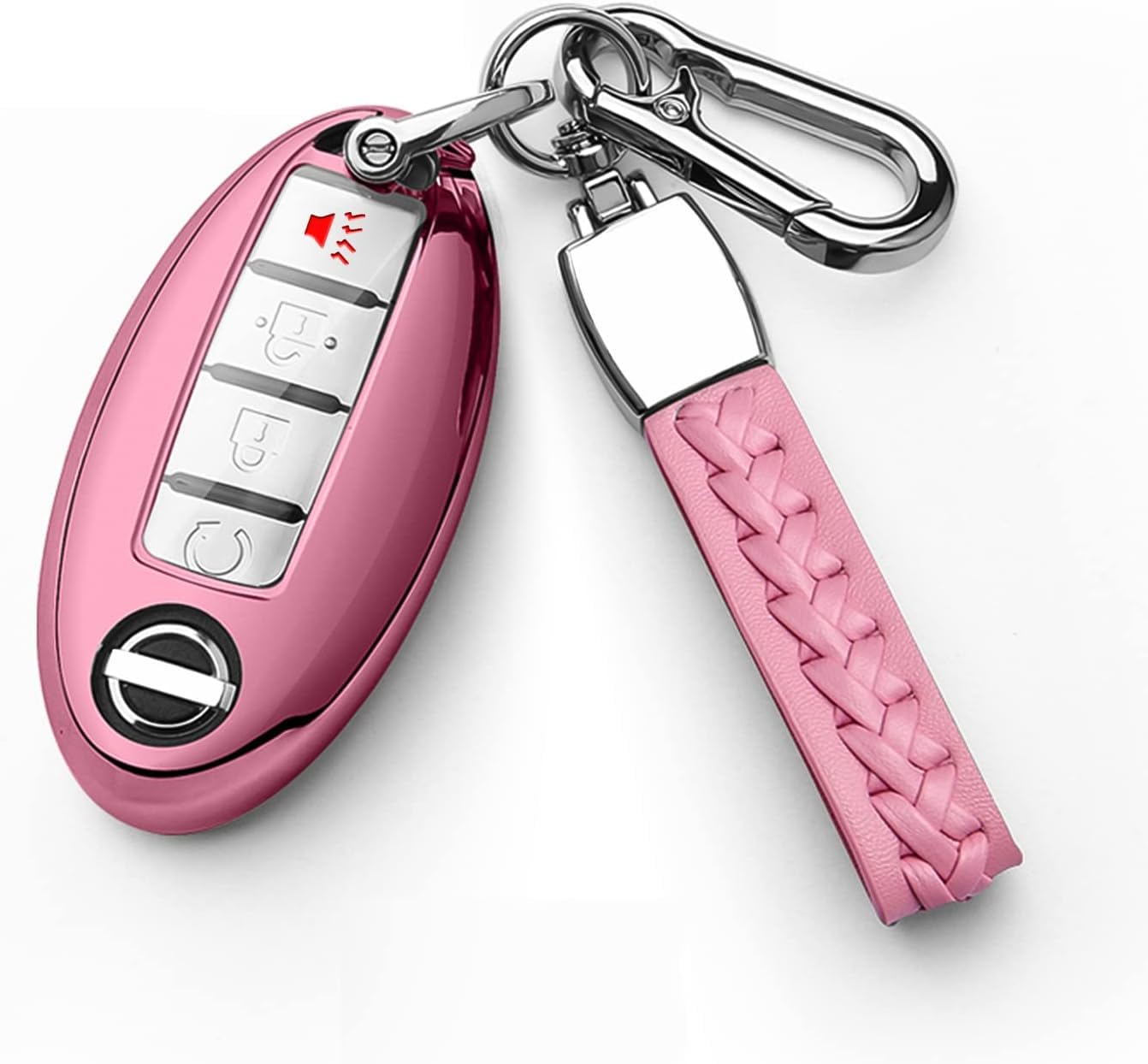 【5 Farben】 Z.MYUKI Qashqai Schlüsselhülle mit Schlüsselanhänger für Nissan Qashqai J11 2013-2020 Zubehör Key Cover (Rosa) von Z.MYUKI