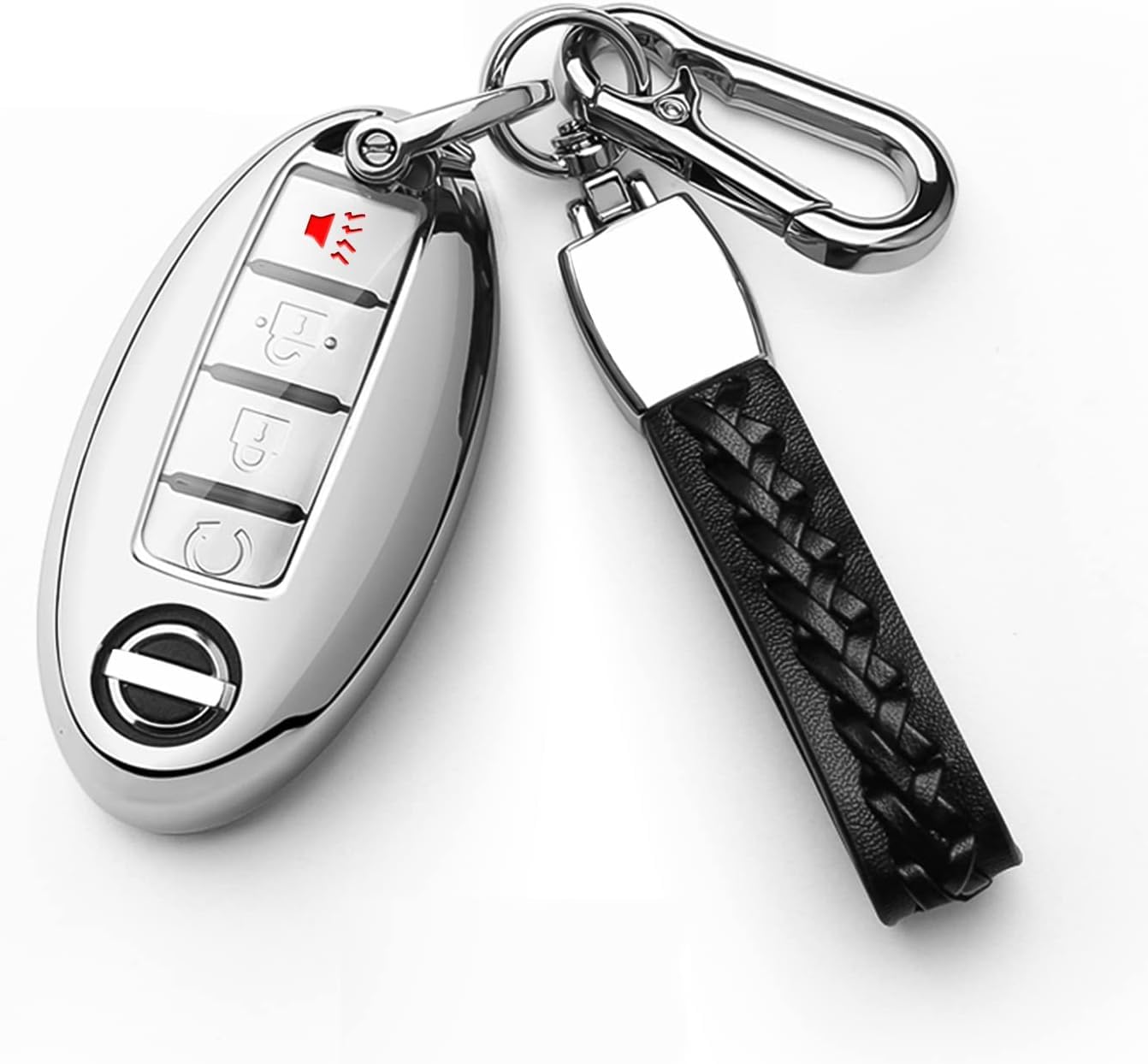 【5 Farben】 Z.MYUKI Qashqai Schlüsselhülle mit Schlüsselanhänger für Nissan Qashqai J11 2013-2020 Zubehör Key Cover (Silber) von Z.MYUKI