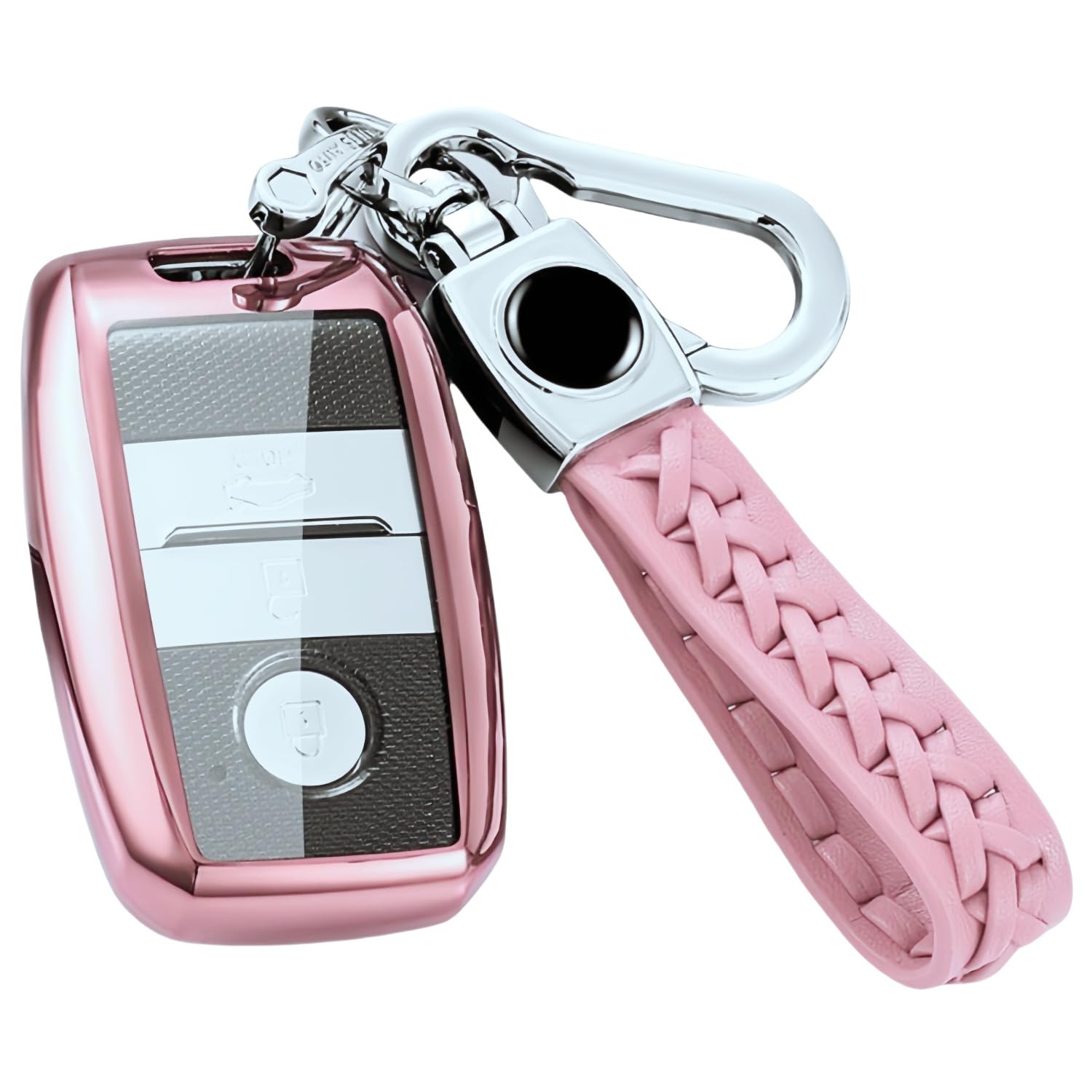 【5 Farben】 Z.MYUKI Schlüsselhülle mit Schlüsselanhänger für Kia Rio 4 YB 2017-2024 2025 Zubehör Key Cover (Rosa) von Z.MYUKI
