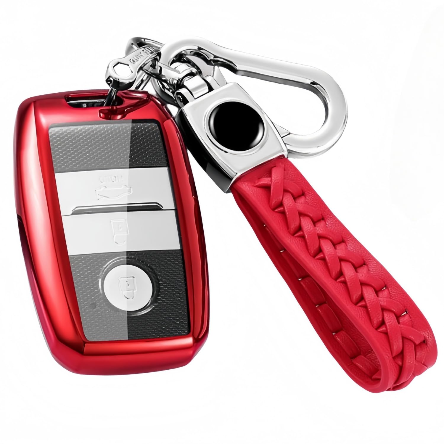 【5 Farben】 Z.MYUKI Schlüsselhülle mit Schlüsselanhänger für Kia Rio 4 YB 2017-2024 2025 Zubehör Key Cover (Rot) von Z.MYUKI