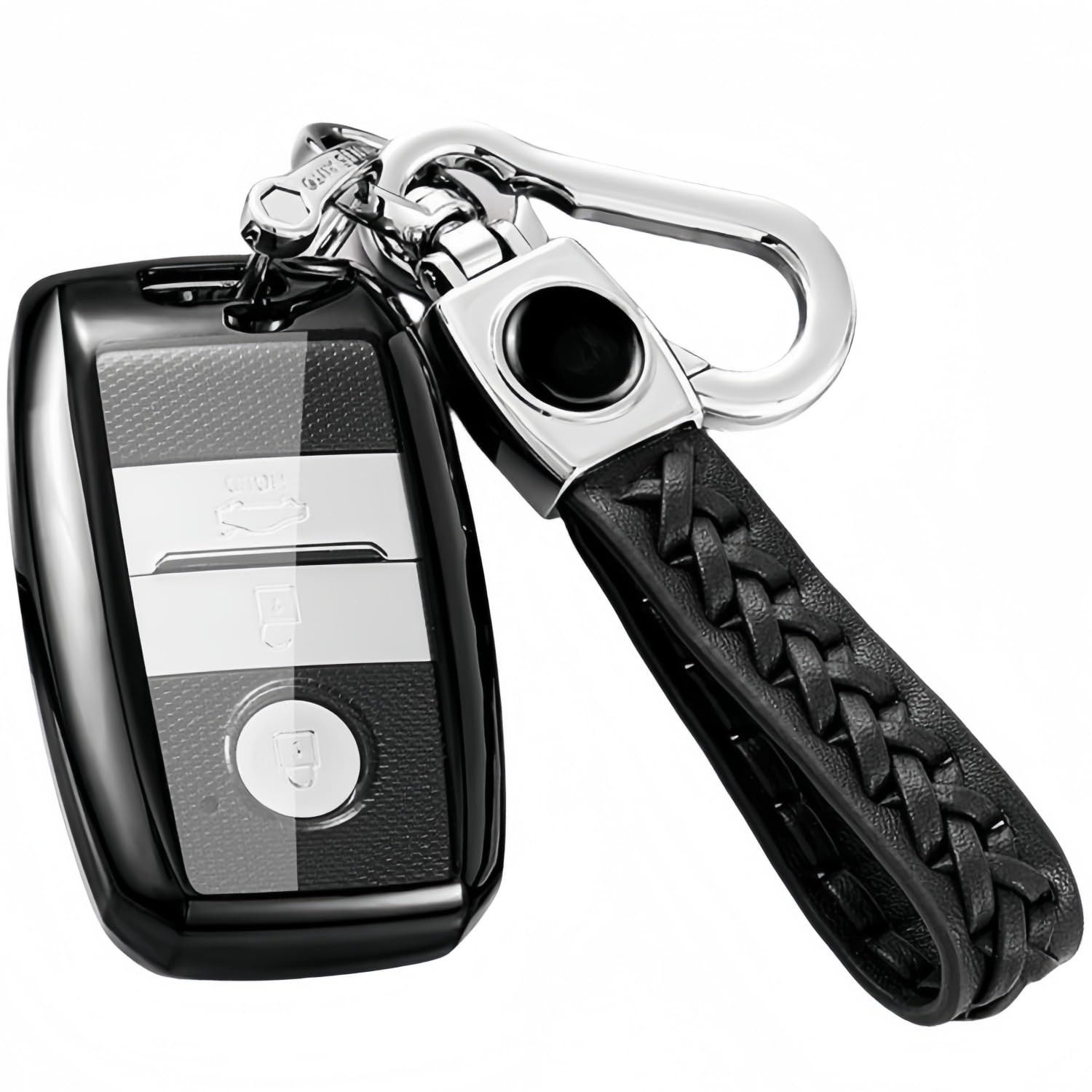 【5 Farben】 Z.MYUKI Schlüsselhülle mit Schlüsselanhänger für Kia Rio 4 YB 2017-2024 2025 Zubehör Key Cover (Schwarz) von Z.MYUKI