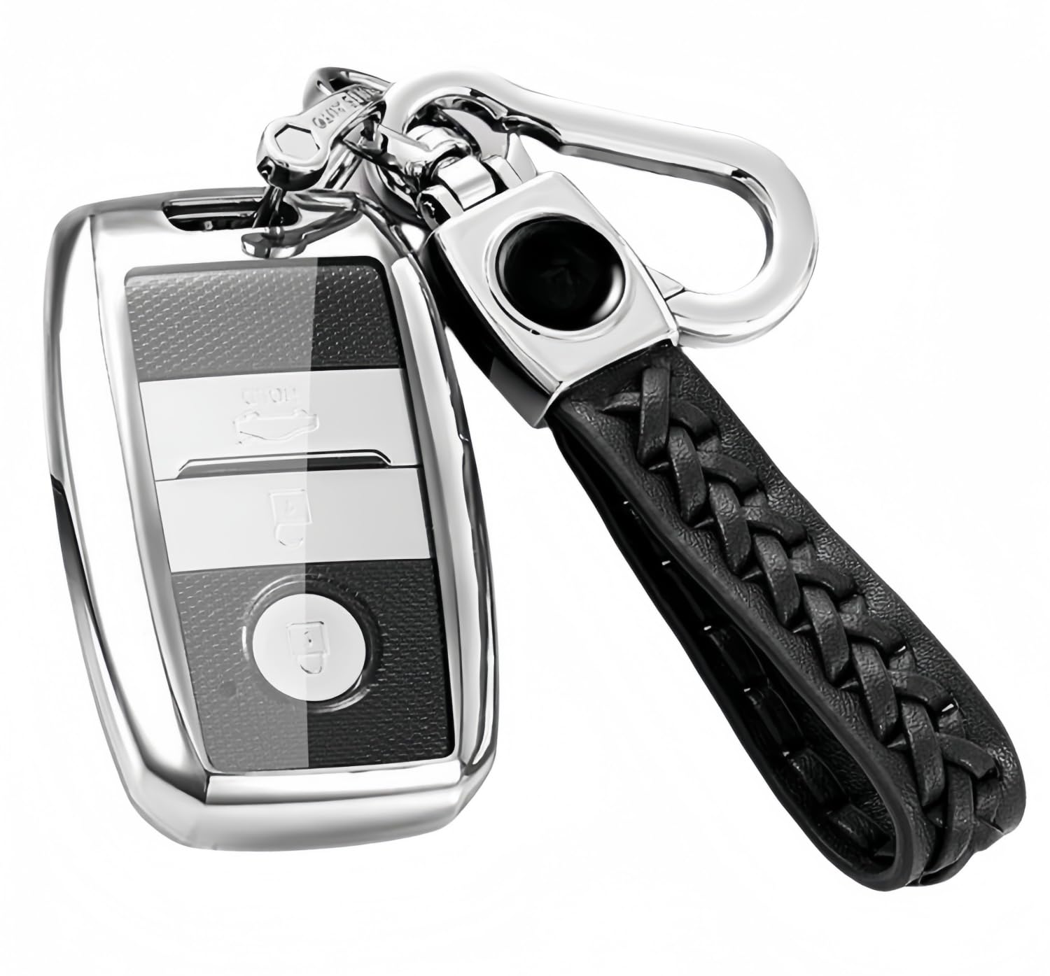 【5 Farben】 Z.MYUKI Schlüsselhülle mit Schlüsselanhänger für Kia Rio 4 YB 2017-2024 2025 Zubehör Key Cover (Silber) von Z.MYUKI