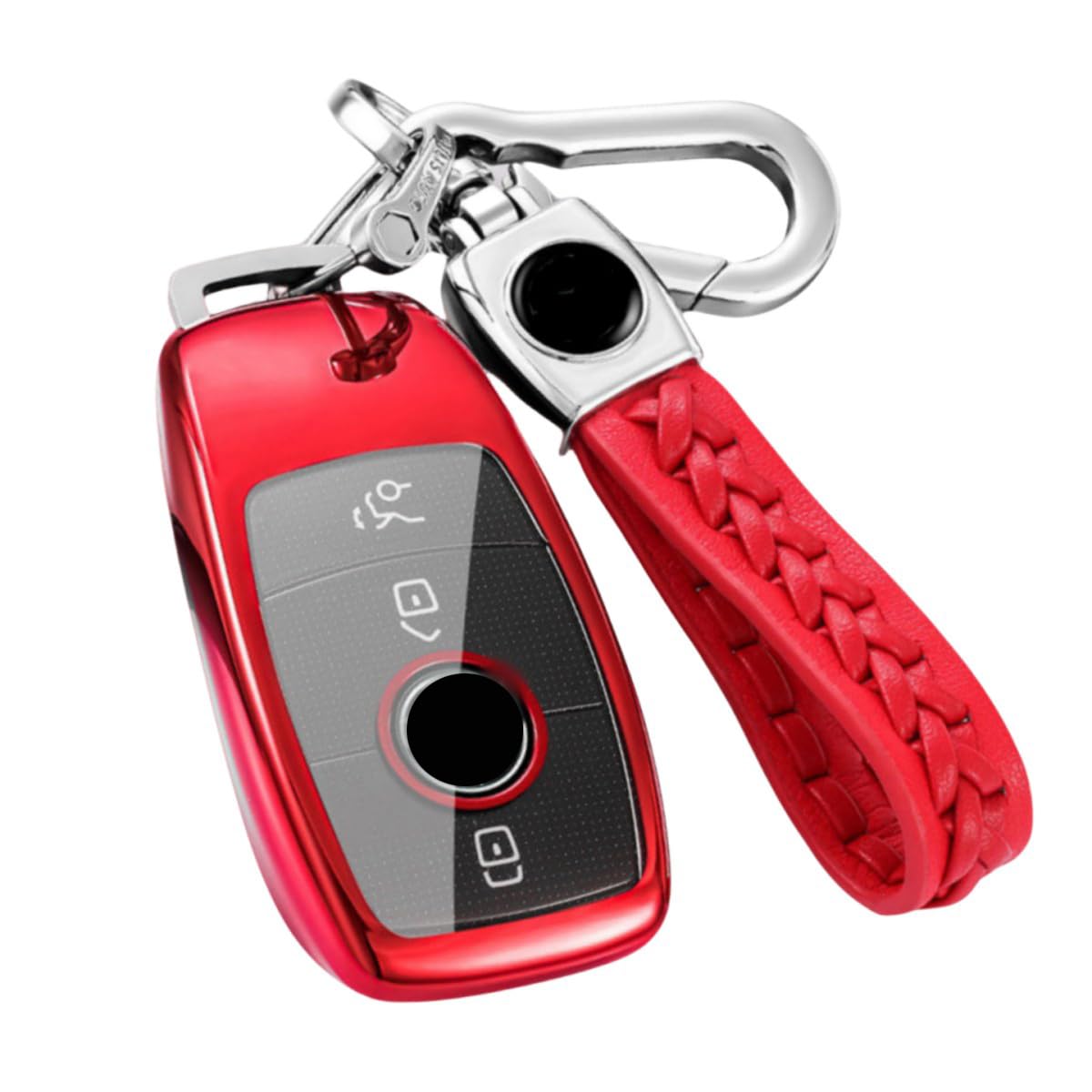 【5 Farben】 Z.MYUKI Schlüsselhülle mit Schlüsselanhänger für Mercedes GLC X253 2015-2022 Zubehör Key Cover (Rot) von Z.MYUKI
