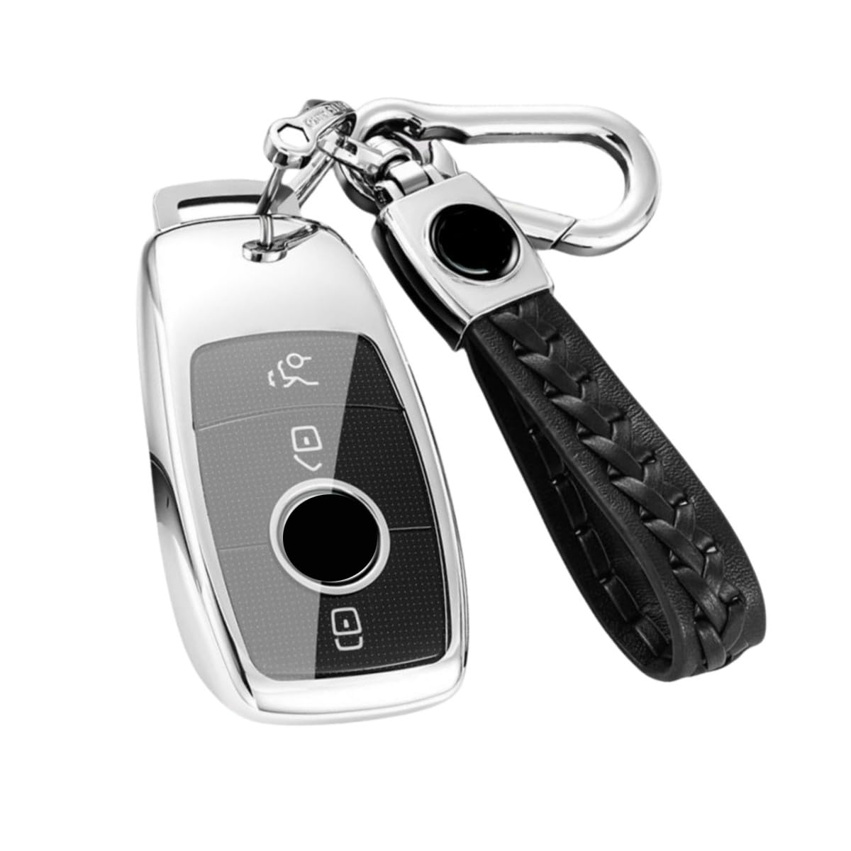 【5 Farben】 Z.MYUKI Schlüsselhülle mit Schlüsselanhänger für Mercedes S Klasse W223 2020-2024 2025 Zubehör Key Cover (Silber) von Z.MYUKI