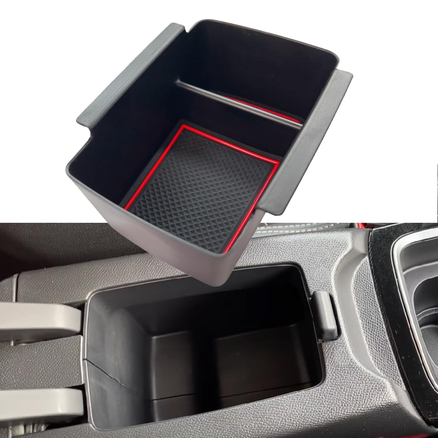 【4 Farben】Z.MYUKI Corsa-e Mittelkonsole Ablagefach für Opel Corsa F 2019-2024 2025 Zubehör Armlehne Mittelarmlehne Organizer (Rot) von Z.MYUKI