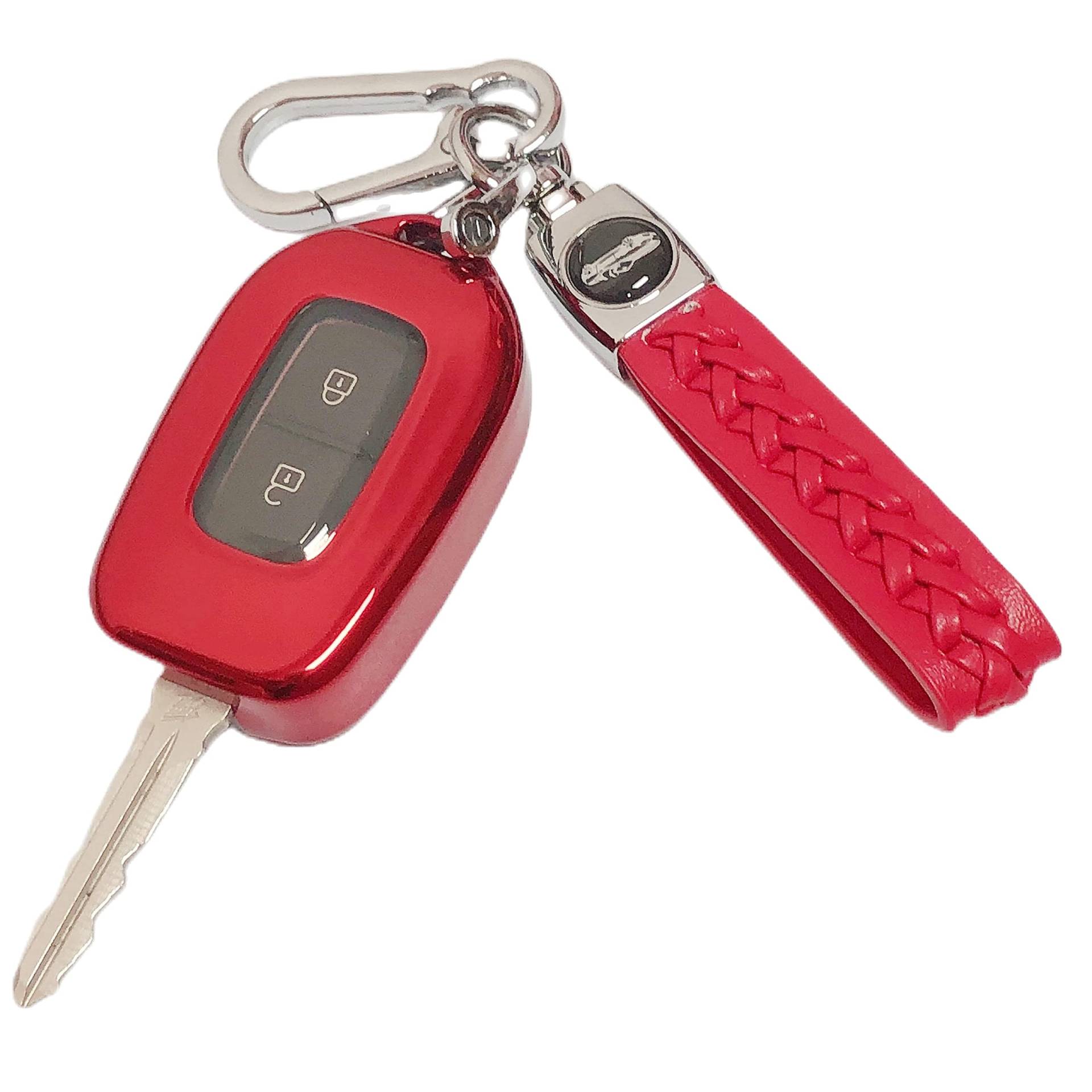 Z.MYUKI 【4 Farben】 Spring Electric Schlüsselhülle mit Schlüsselanhänger für Dacia Spring Extreme 2021-2023 2024 Zubehör Key Cover (Rot) von Z.MYUKI