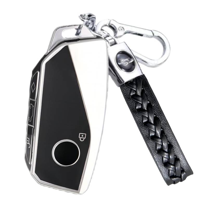 【4 Farben】 Z.MYUKI X1 Schlüsselhülle mit Schlüsselanhänger für BMW X1 U11 2022-2023 2024 Zubehör Key Cover (Schwarz) von Z.MYUKI