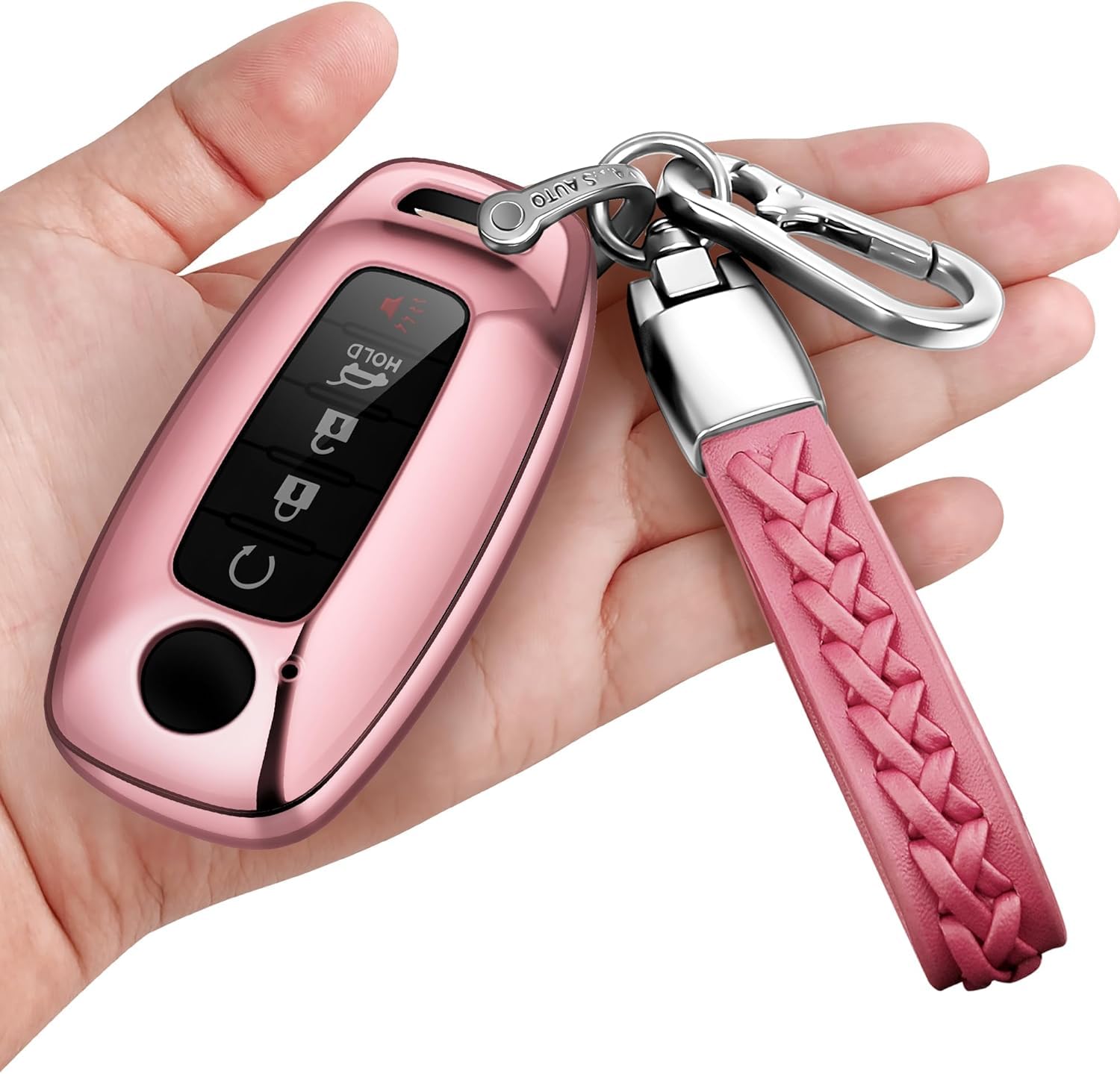 Z.MYUKI Juke Schlüsselhülle mit Schlüsselanhänger für Nissan Juke F16 2019-2024 2025 Zubehör Key Cover (Rosa) von Z.MYUKI